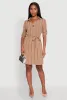 Airy Striped Tie Waist Mini Shirt Dress sold by Rainbow