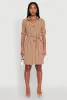 Airy Striped Tie Waist Mini Shirt Dress sold by Rainbow
