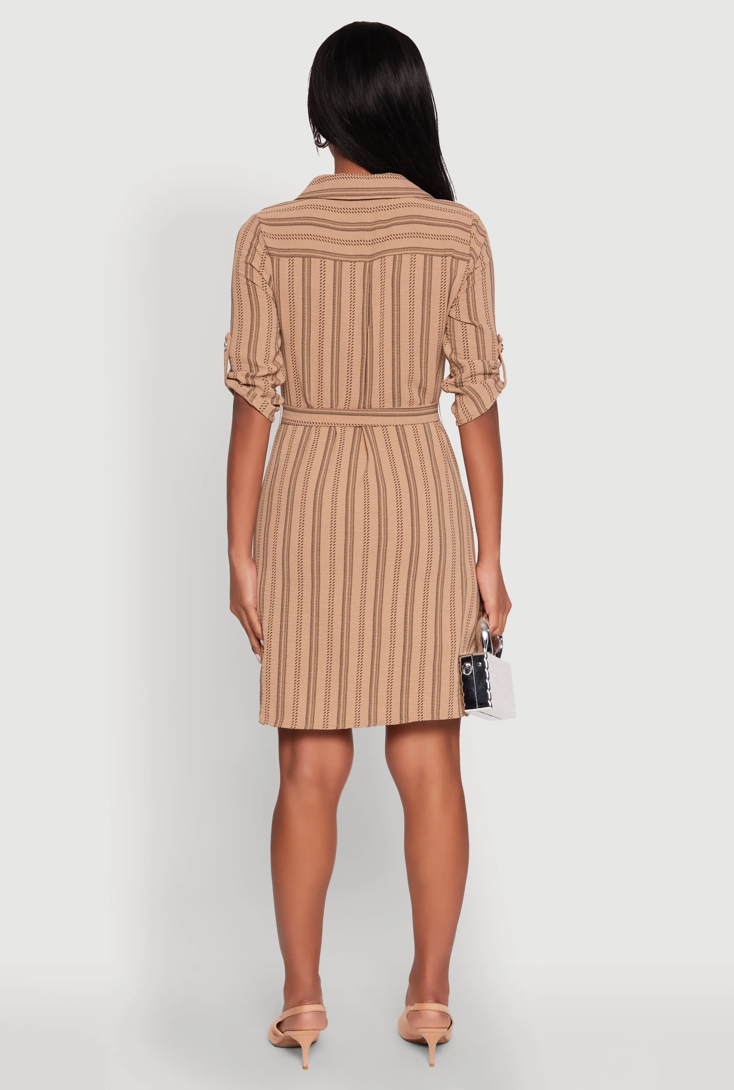 Airy Striped Tie Waist Mini Shirt Dress sold by Rainbow product image thumbnail 5