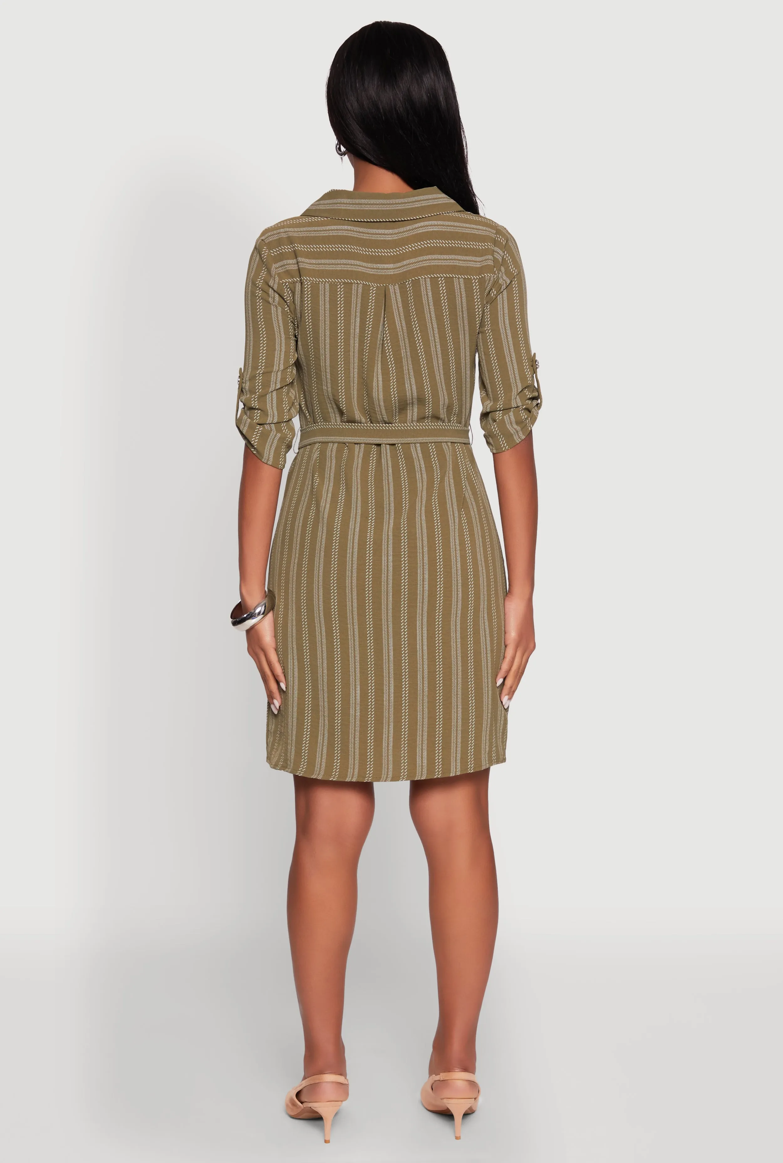 Airy Striped Tie Waist Mini Shirt Dress sold by Rainbow product image thumbnail 5