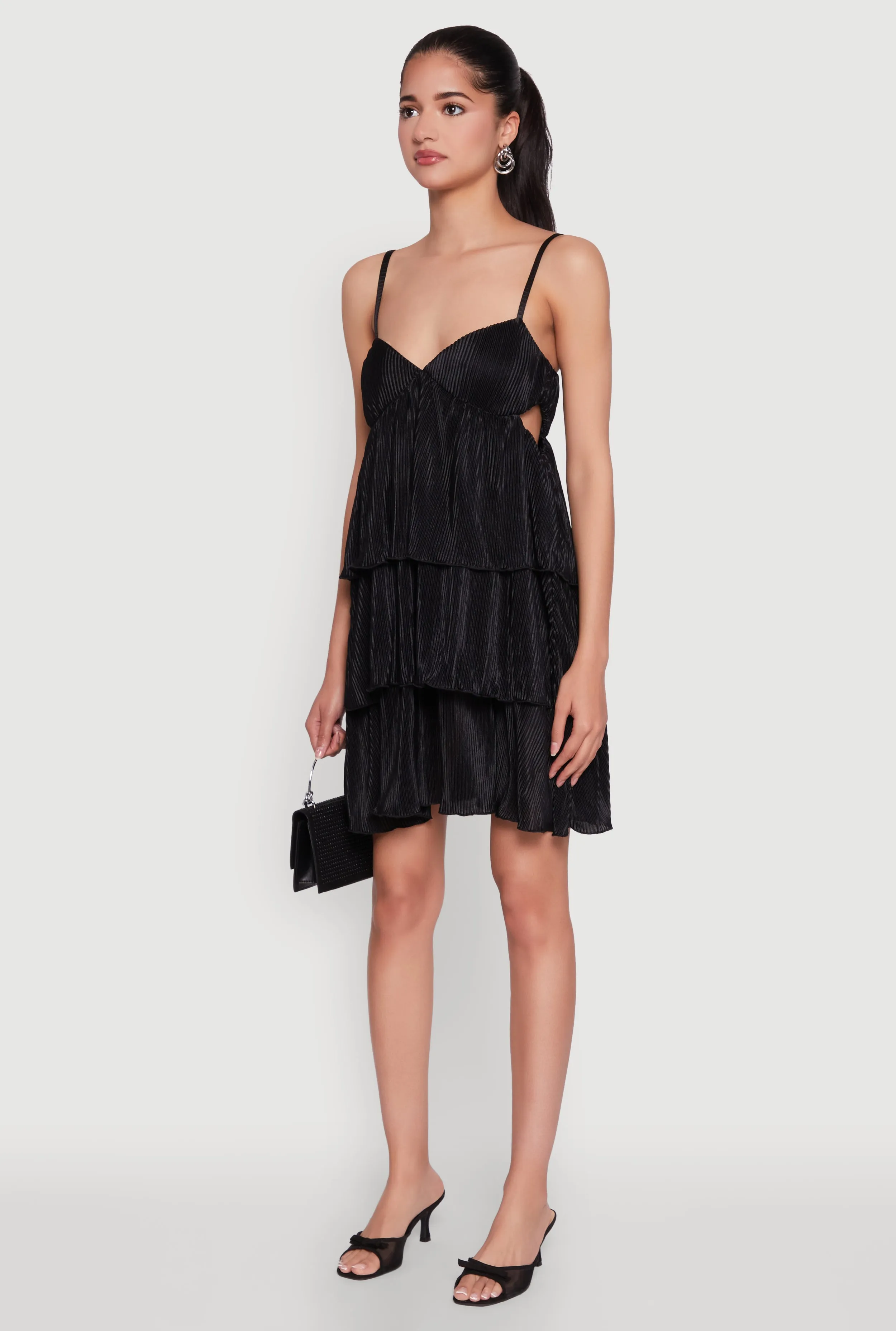 Plisse Cut Out Tiered Ruffle Mini Dress sold by Rainbow product image thumbnail 3