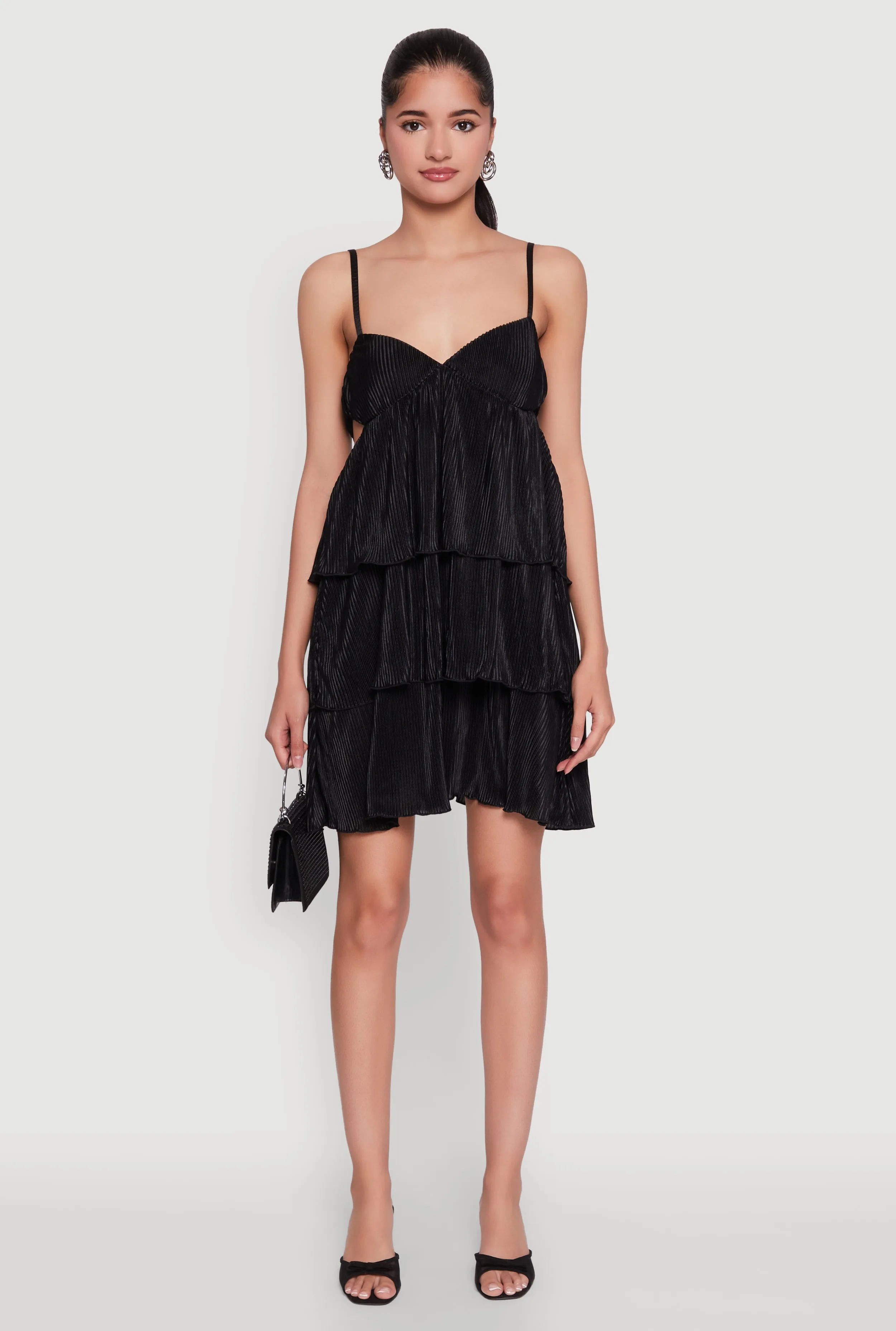 Plisse Cut Out Tiered Ruffle Mini Dress sold by Rainbow product image thumbnail 2