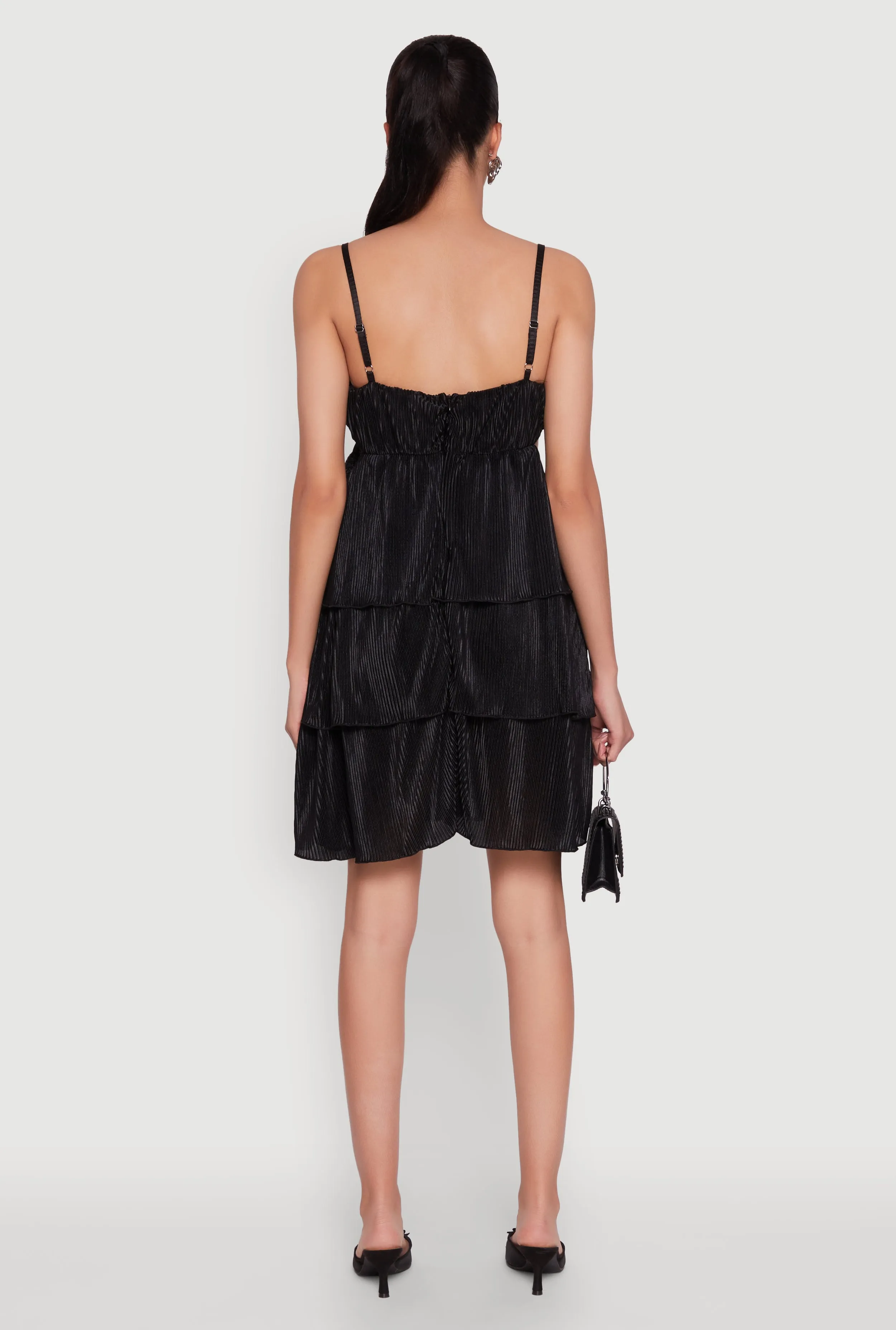 Plisse Cut Out Tiered Ruffle Mini Dress sold by Rainbow product image thumbnail 5