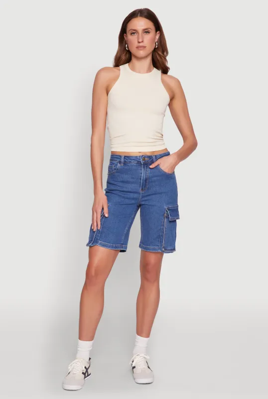 Haute Monde Denim Cargo Bermuda Shorts sold by Rainbow