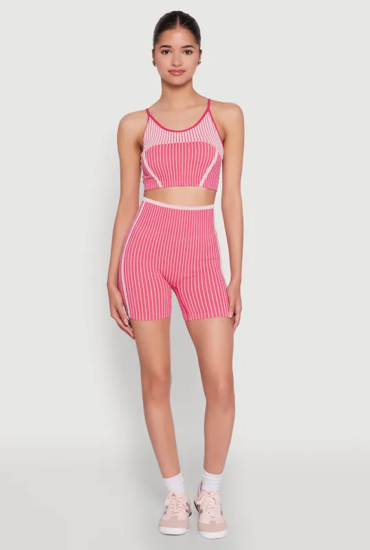Seamless Striped Biker Shorts sold by Rainbow