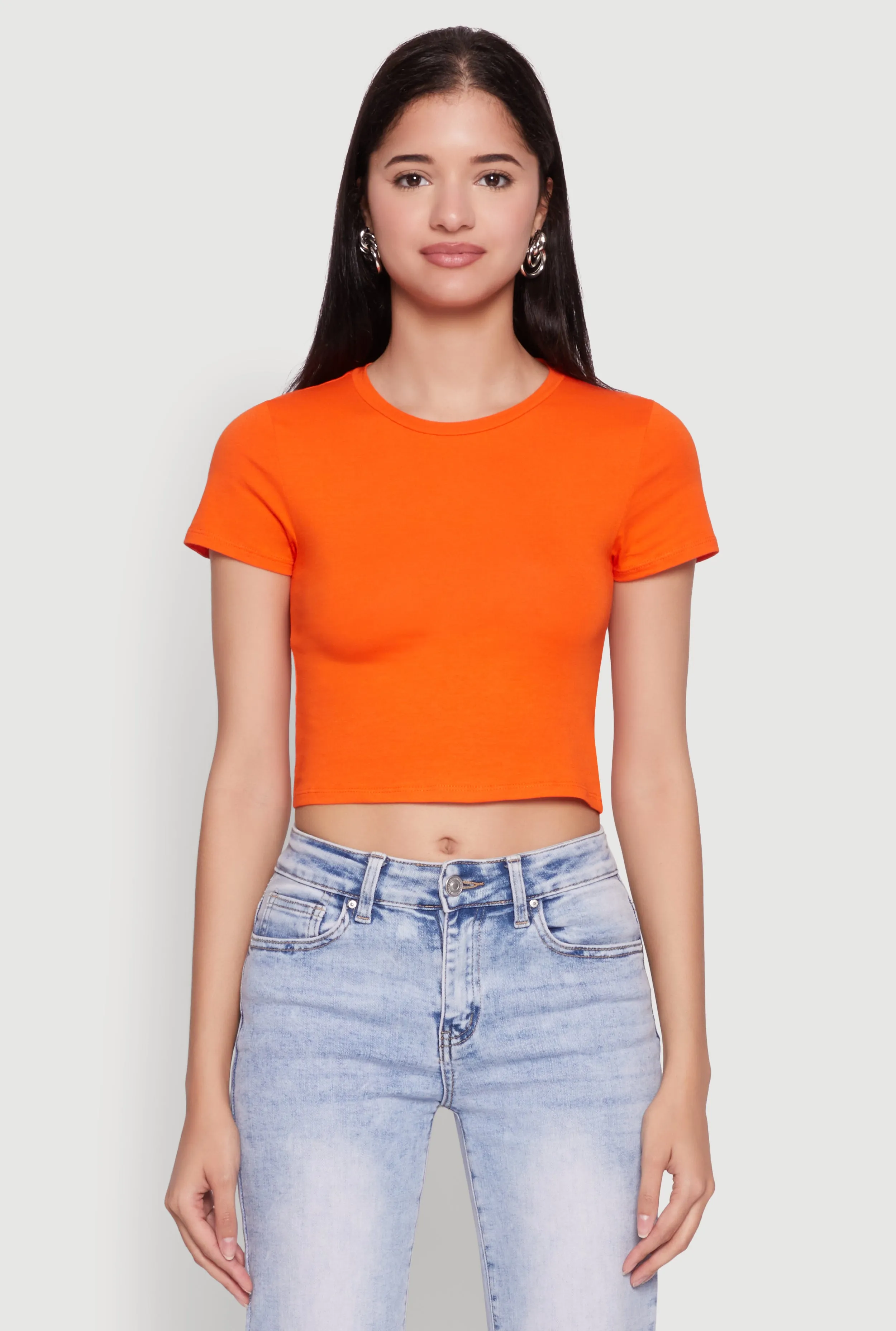 Cropped Short Sleeve Crew Neck Tee sold by Rainbow product image thumbnail 2