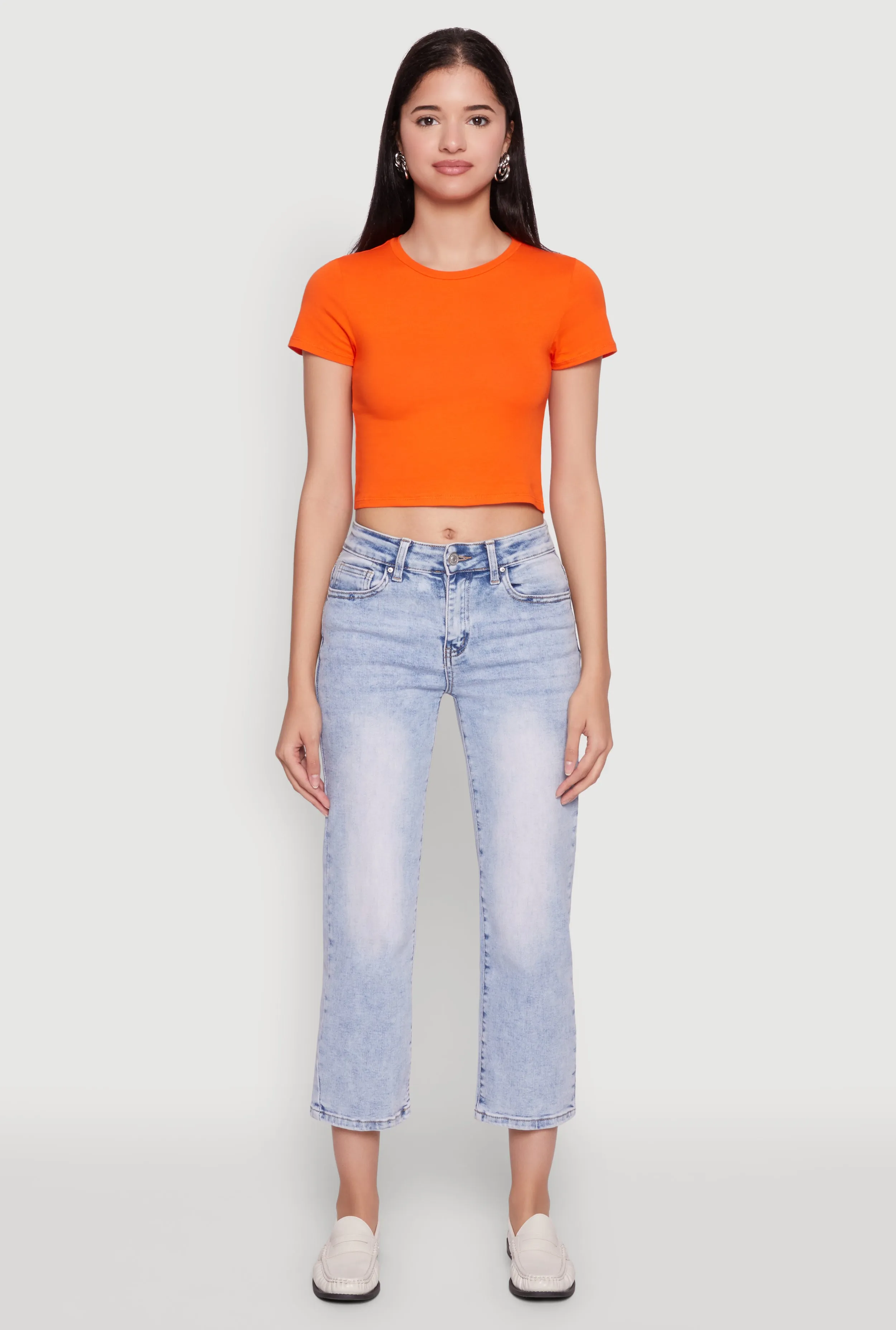 Cropped Short Sleeve Crew Neck Tee sold by Rainbow product image thumbnail 3