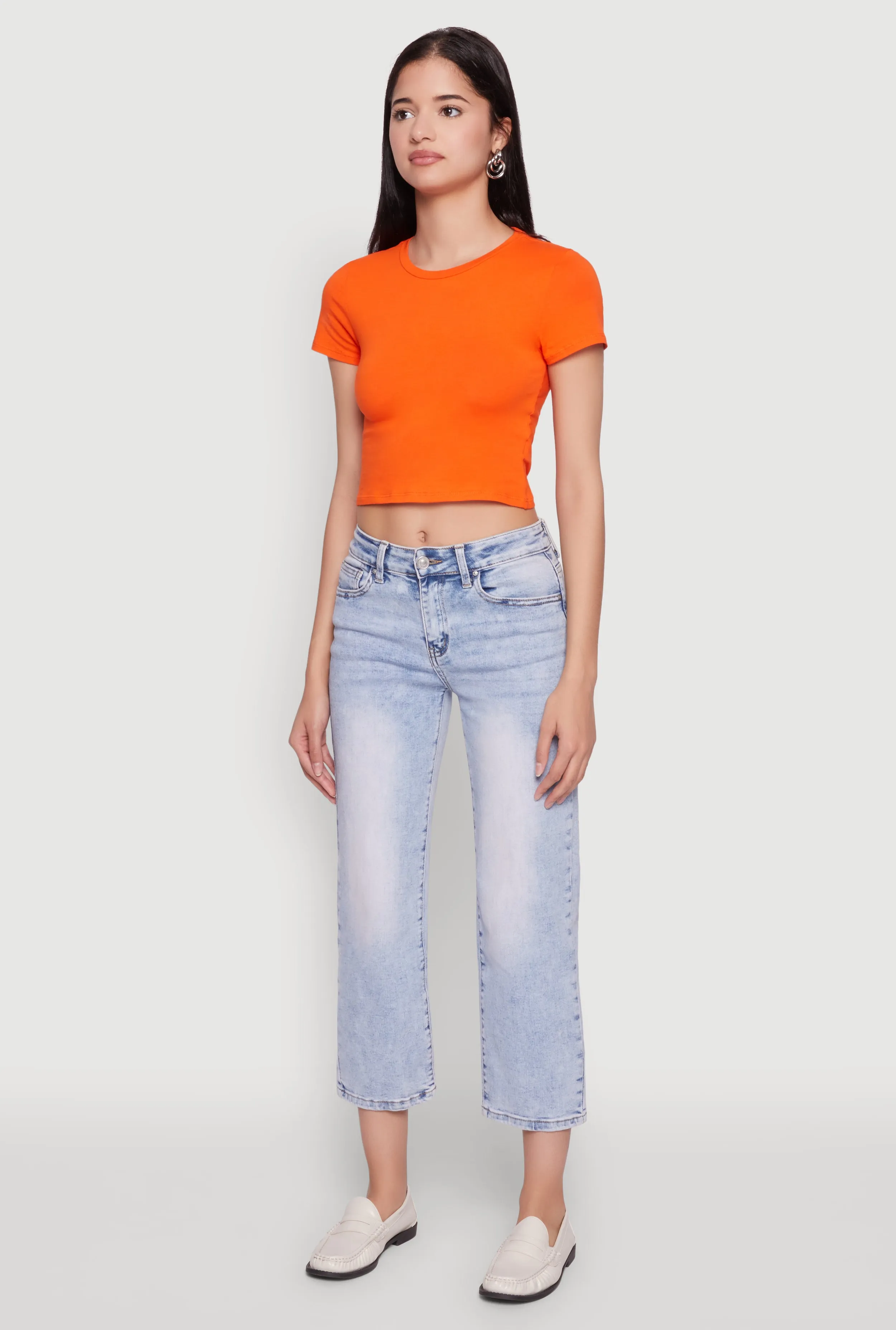 Cropped Short Sleeve Crew Neck Tee sold by Rainbow product image thumbnail 5