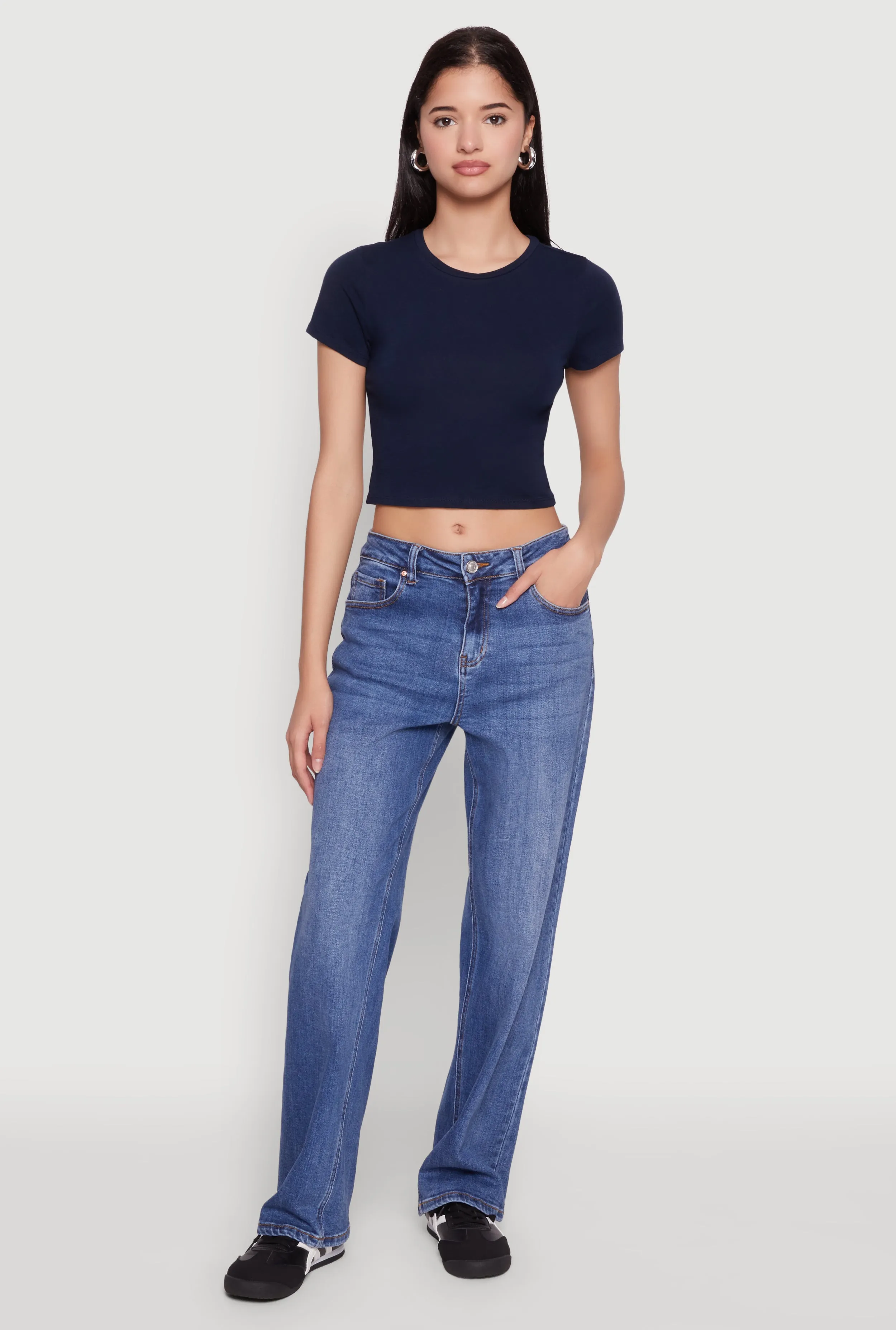 Cropped Short Sleeve Crew Neck Tee sold by Rainbow