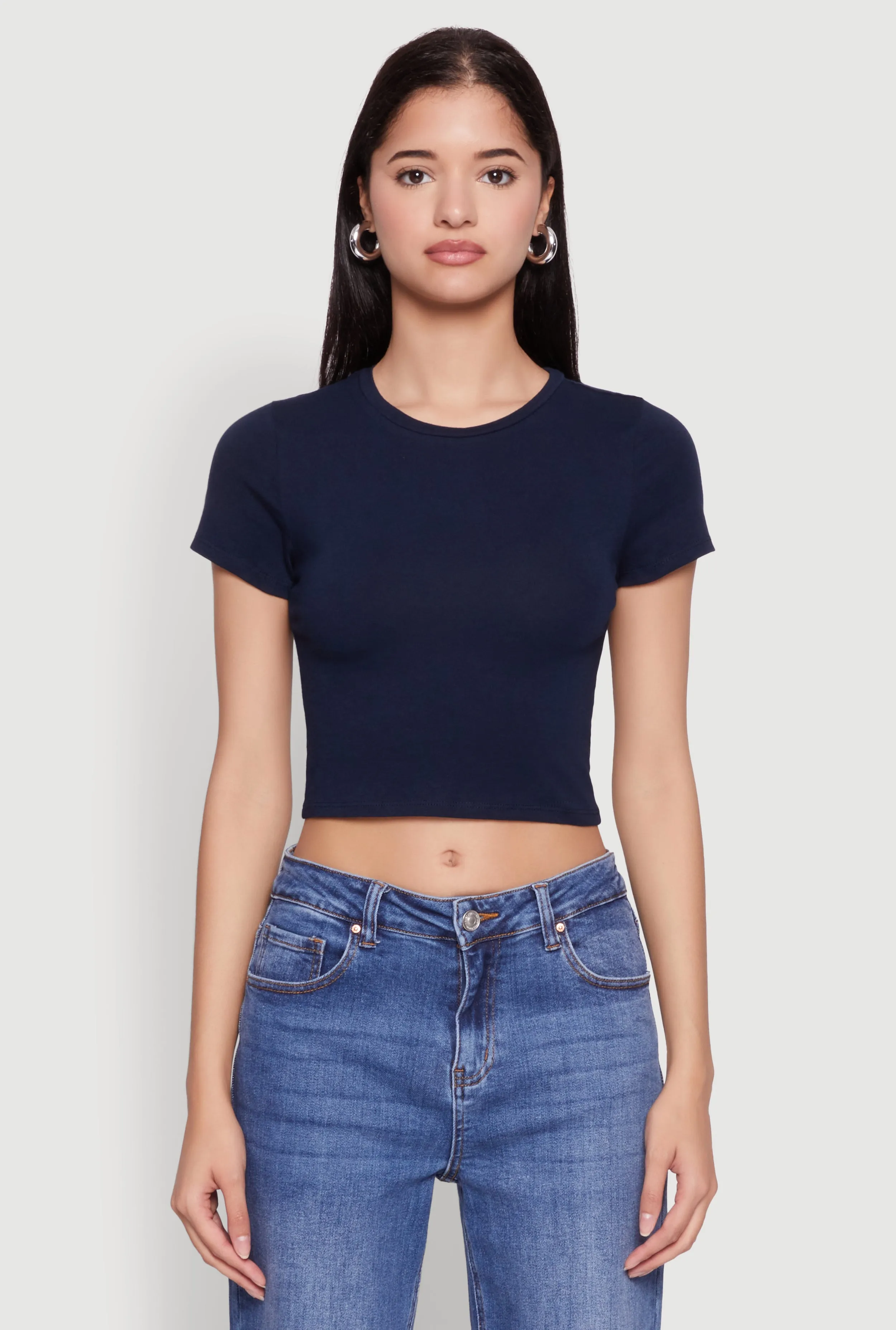 Cropped Short Sleeve Crew Neck Tee sold by Rainbow product image thumbnail 2