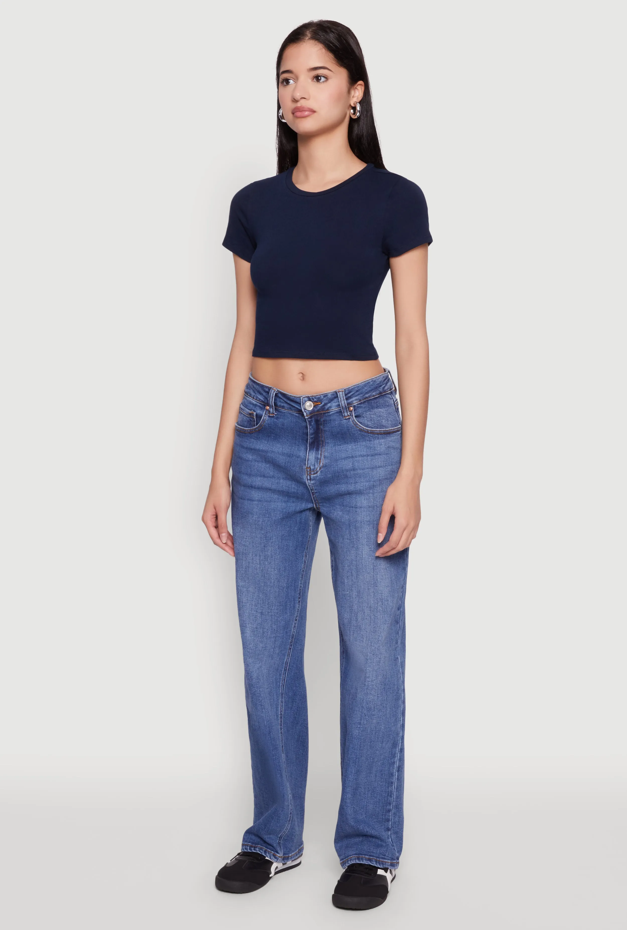 Cropped Short Sleeve Crew Neck Tee sold by Rainbow product image thumbnail 5