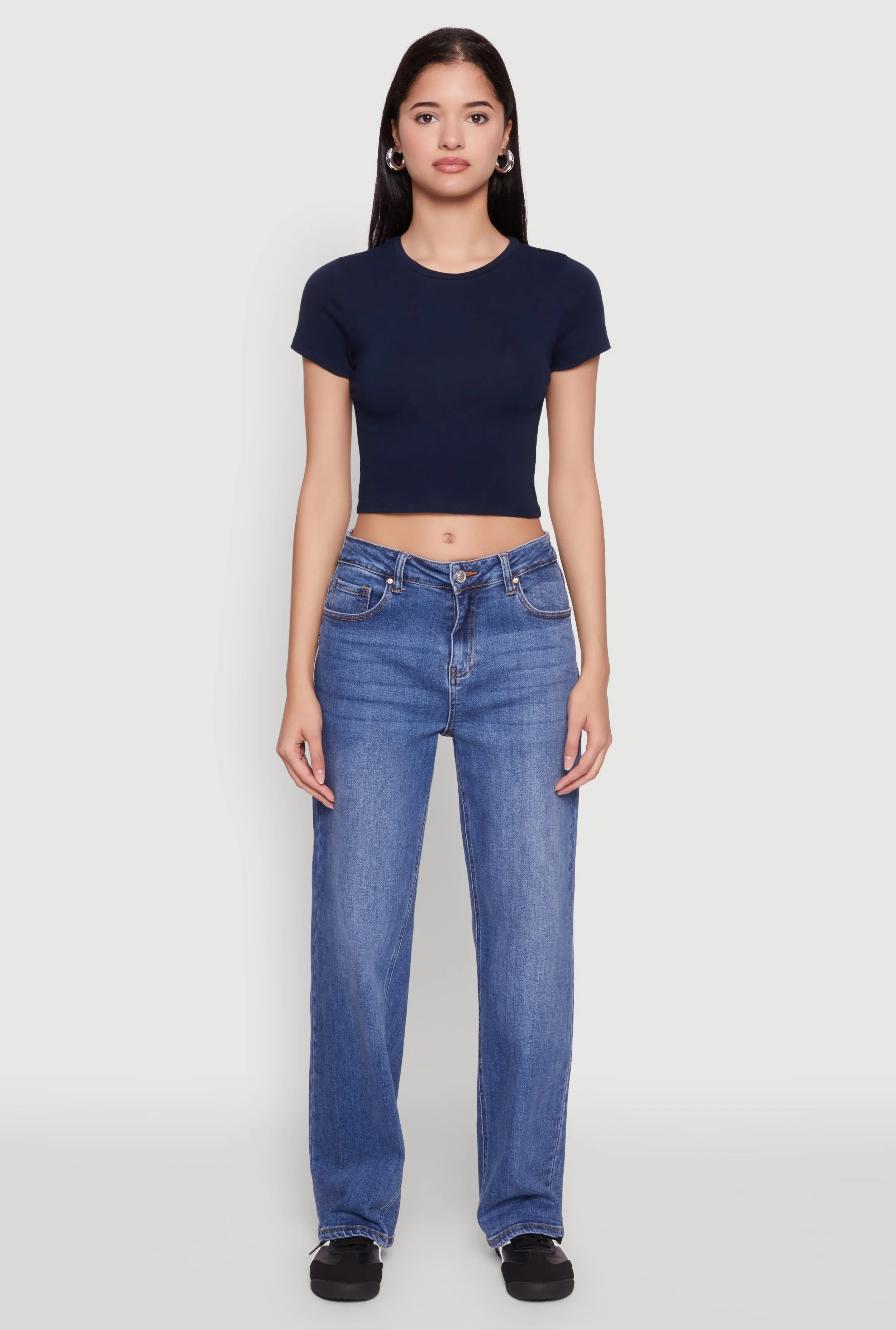 Cropped Short Sleeve Crew Neck Tee sold by Rainbow product image thumbnail 3