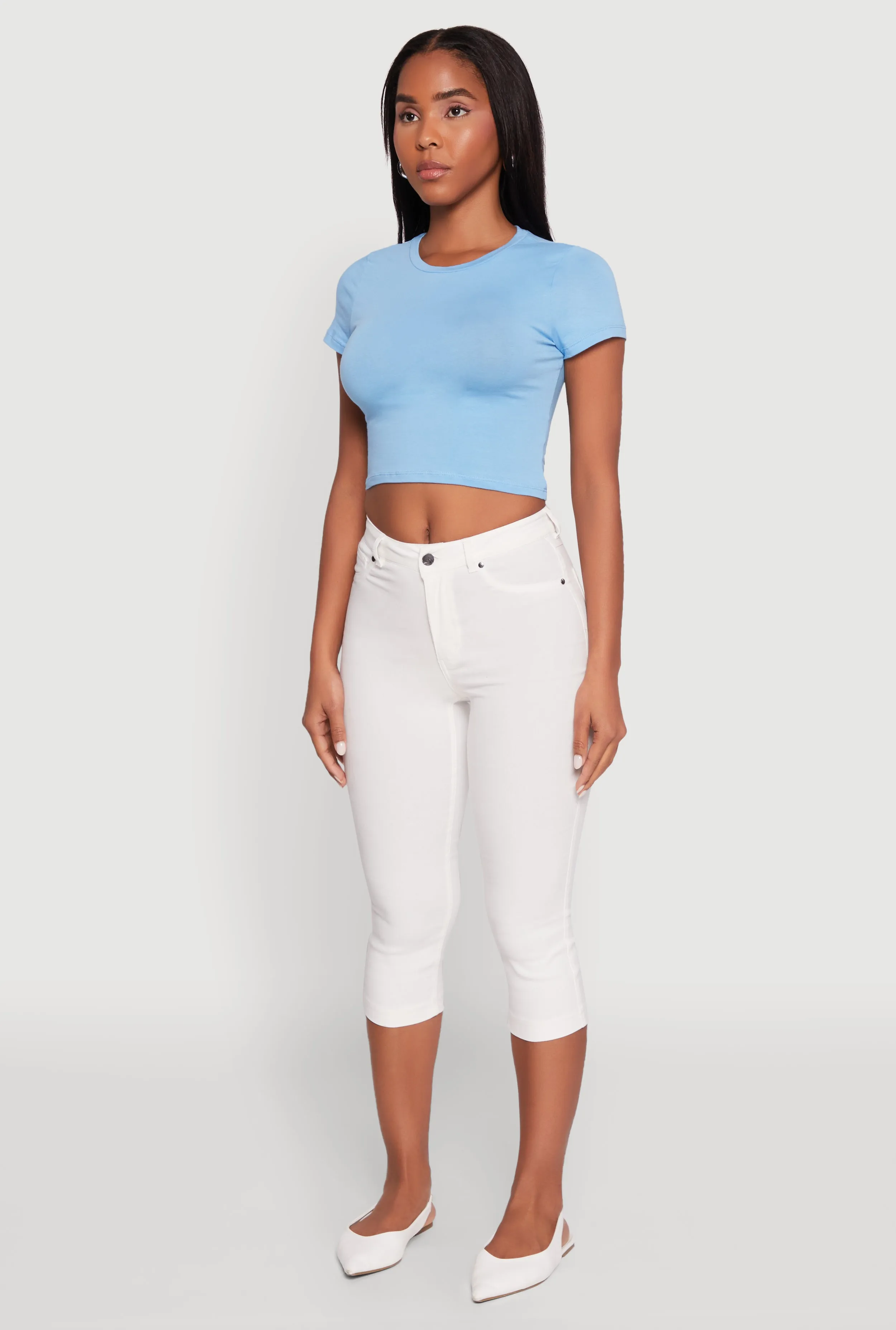 Cropped Short Sleeve Crew Neck Tee sold by Rainbow product image thumbnail 5