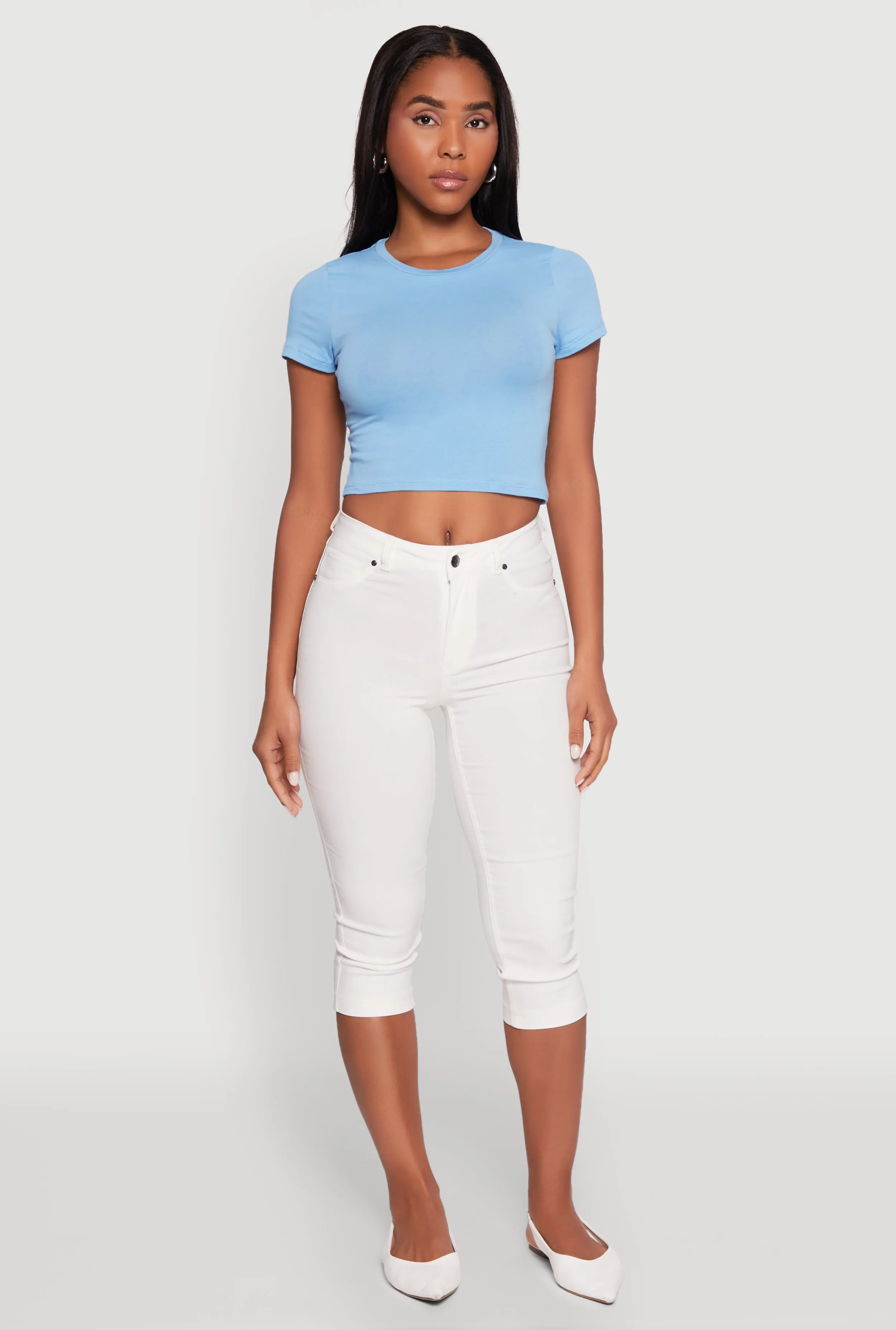 Cropped Short Sleeve Crew Neck Tee sold by Rainbow