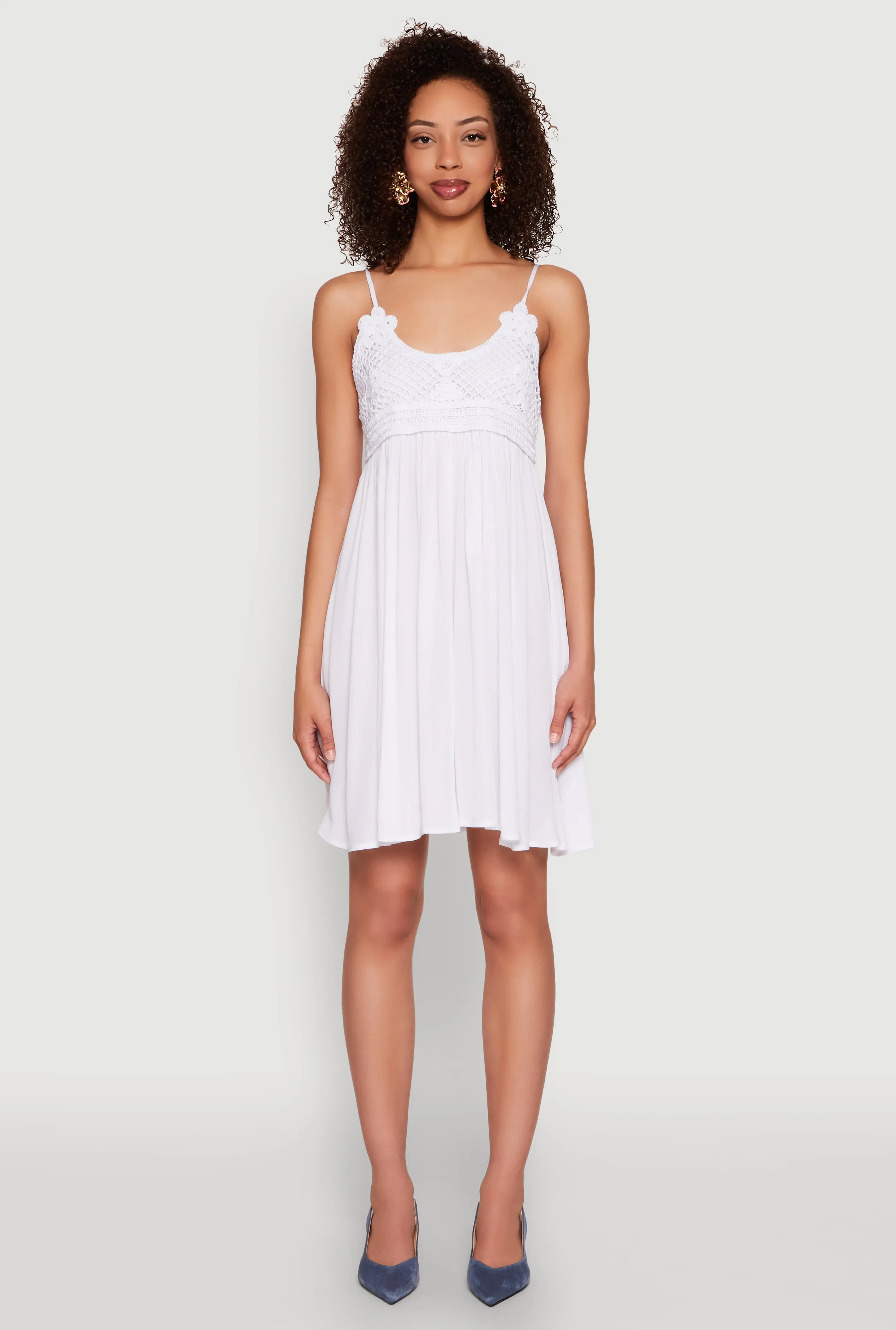 Floral Crochet Detail Empire Waist Mini Dress sold by Rainbow product image thumbnail 2