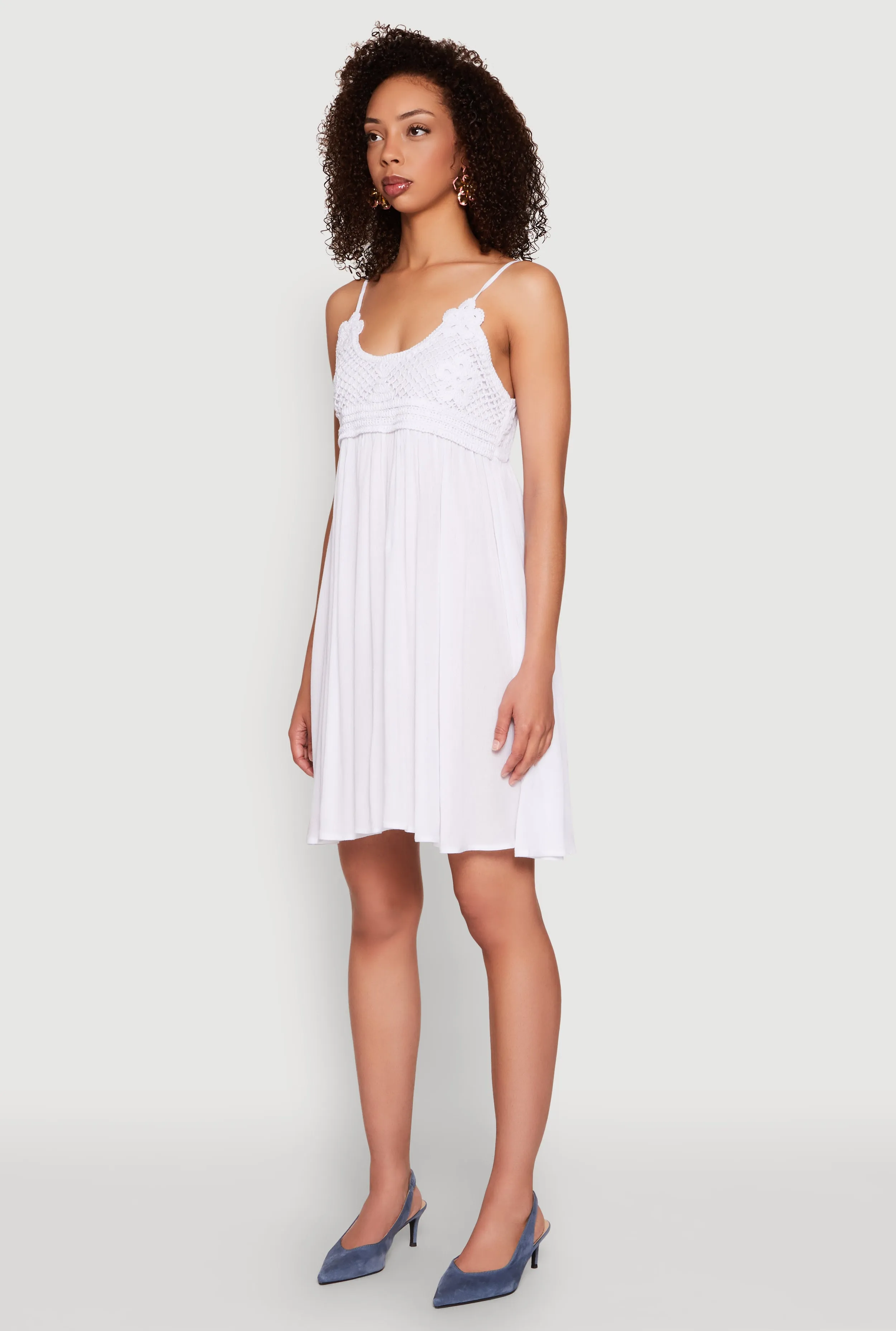 Floral Crochet Detail Empire Waist Mini Dress sold by Rainbow product image thumbnail 3