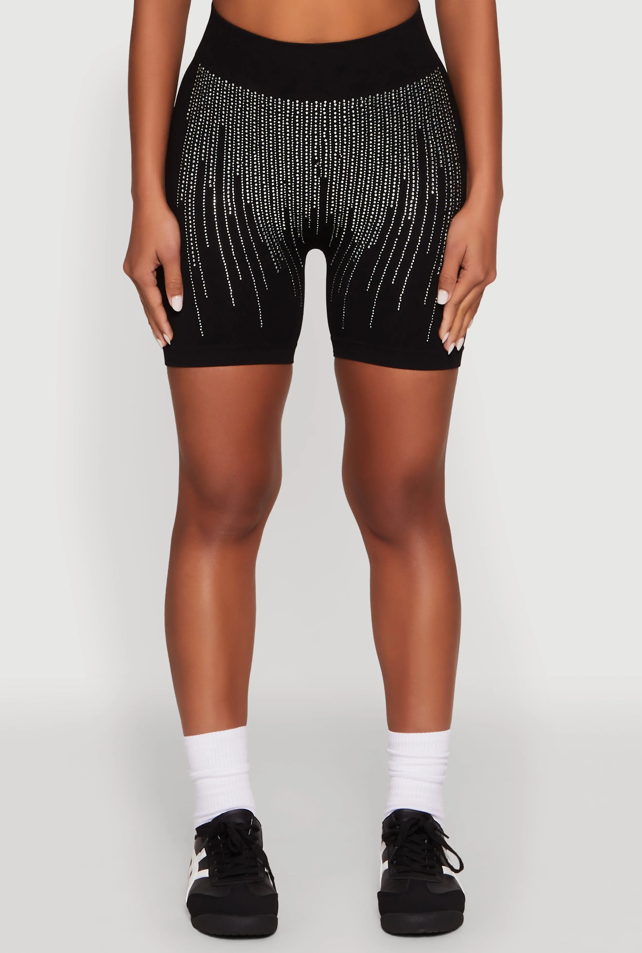 Seamless Rhinestone Ribbed Biker Shorts sold by Rainbow product image thumbnail 3
