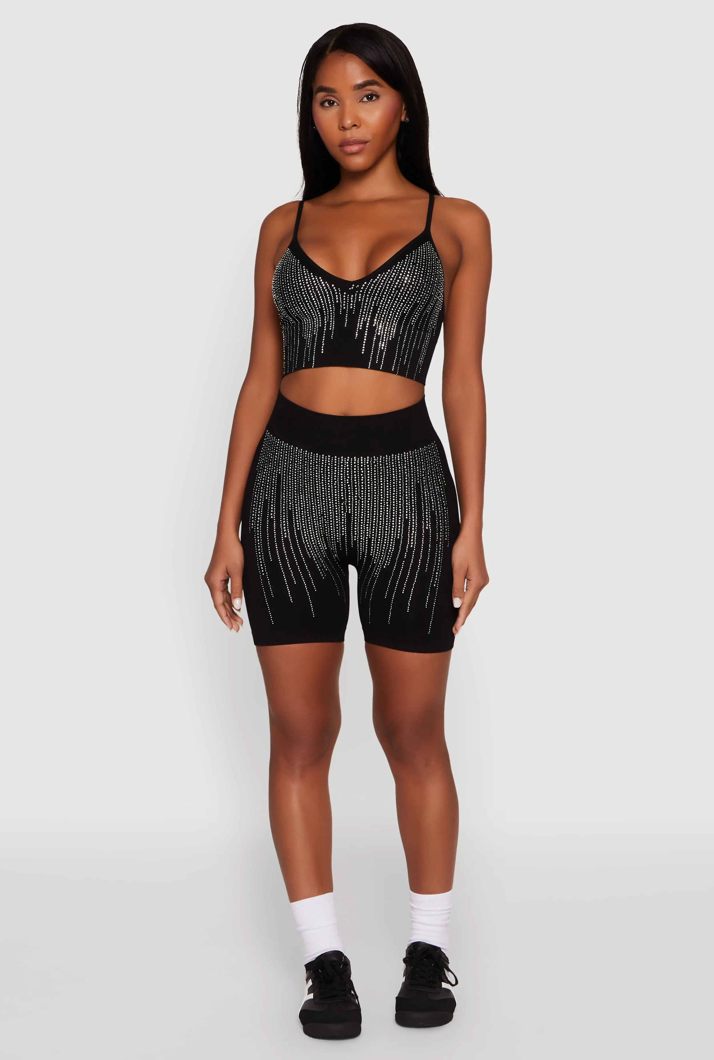 Seamless Rhinestone Ribbed Biker Shorts sold by Rainbow product image thumbnail 2