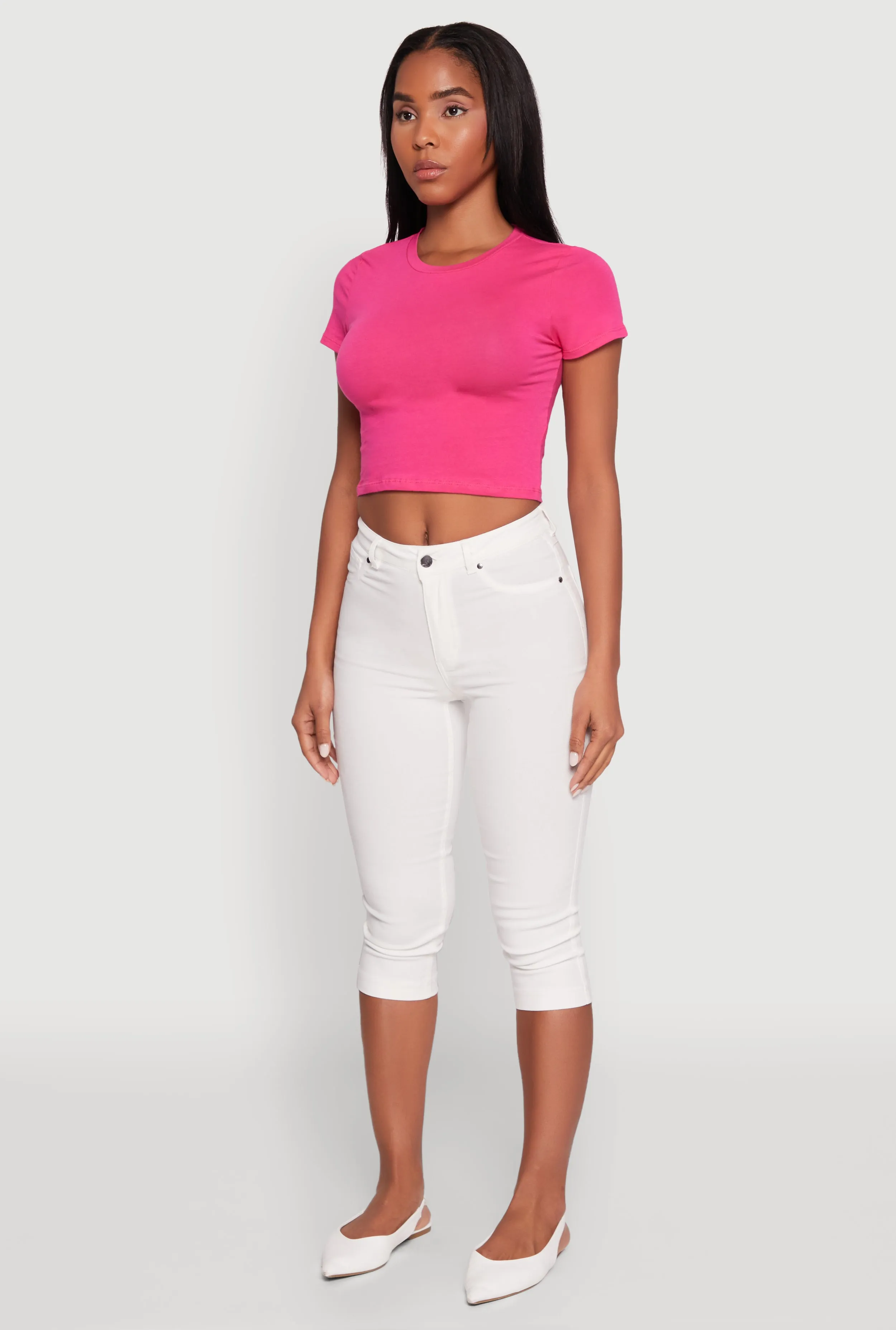 Cropped Short Sleeve Crew Neck Tee sold by Rainbow product image thumbnail 5