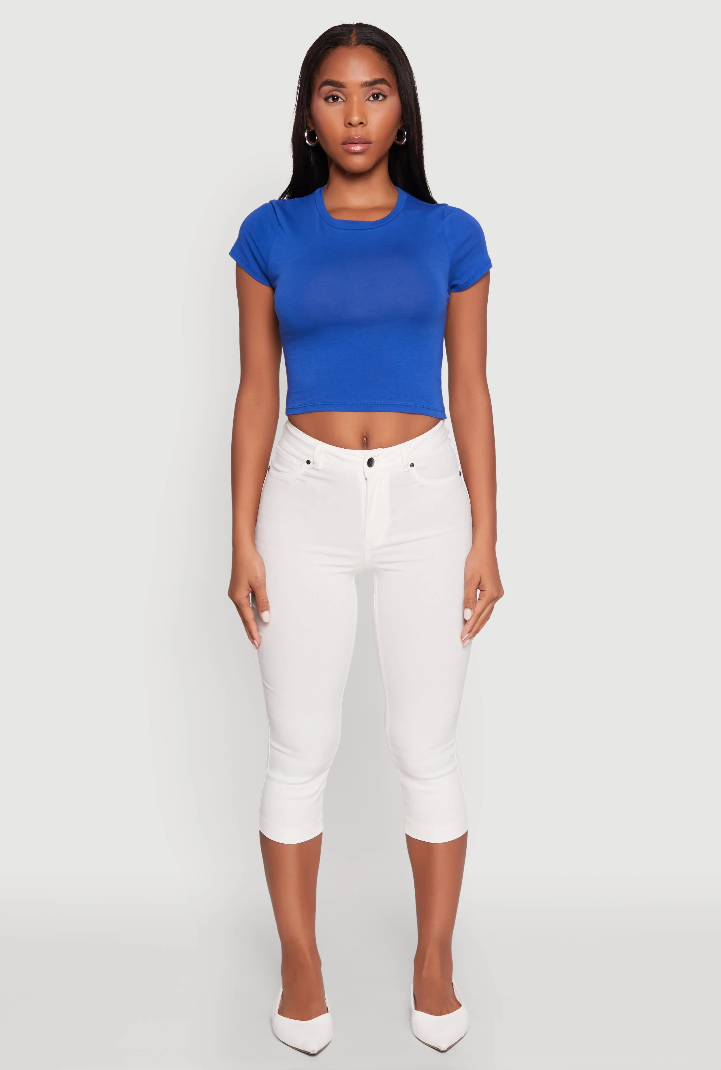 Cropped Short Sleeve Crew Neck Tee sold by Rainbow product image thumbnail 3