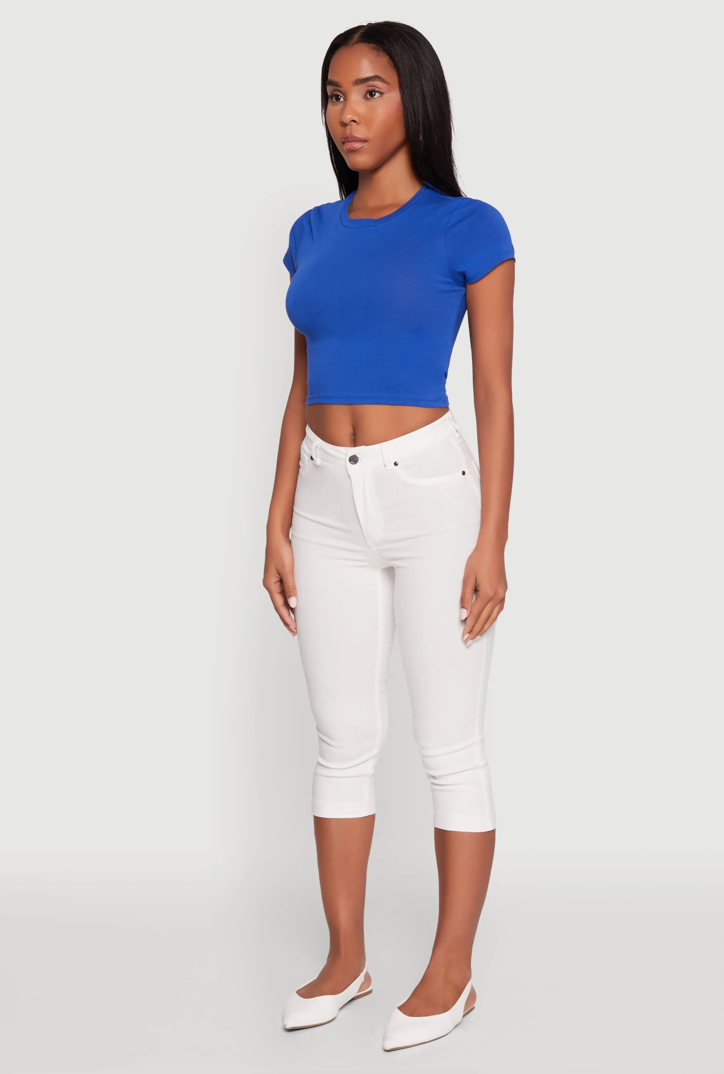 Cropped Short Sleeve Crew Neck Tee sold by Rainbow product image thumbnail 5