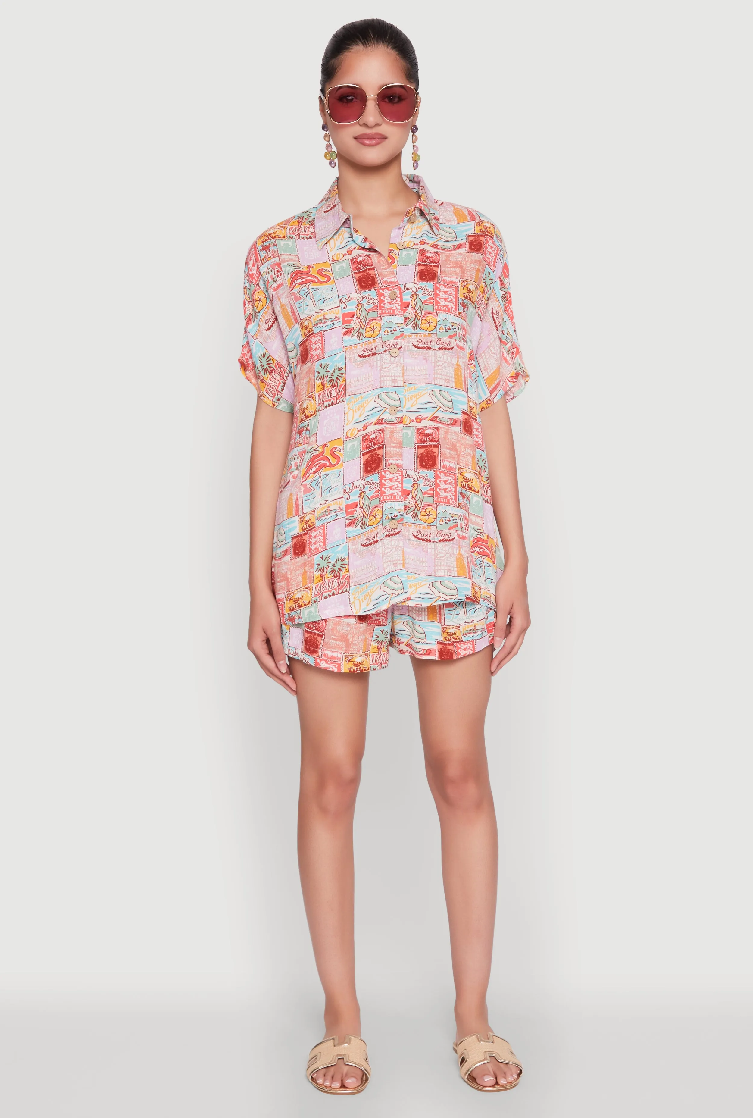 Post Card Destination Print Shorts sold by Rainbow product image thumbnail 2