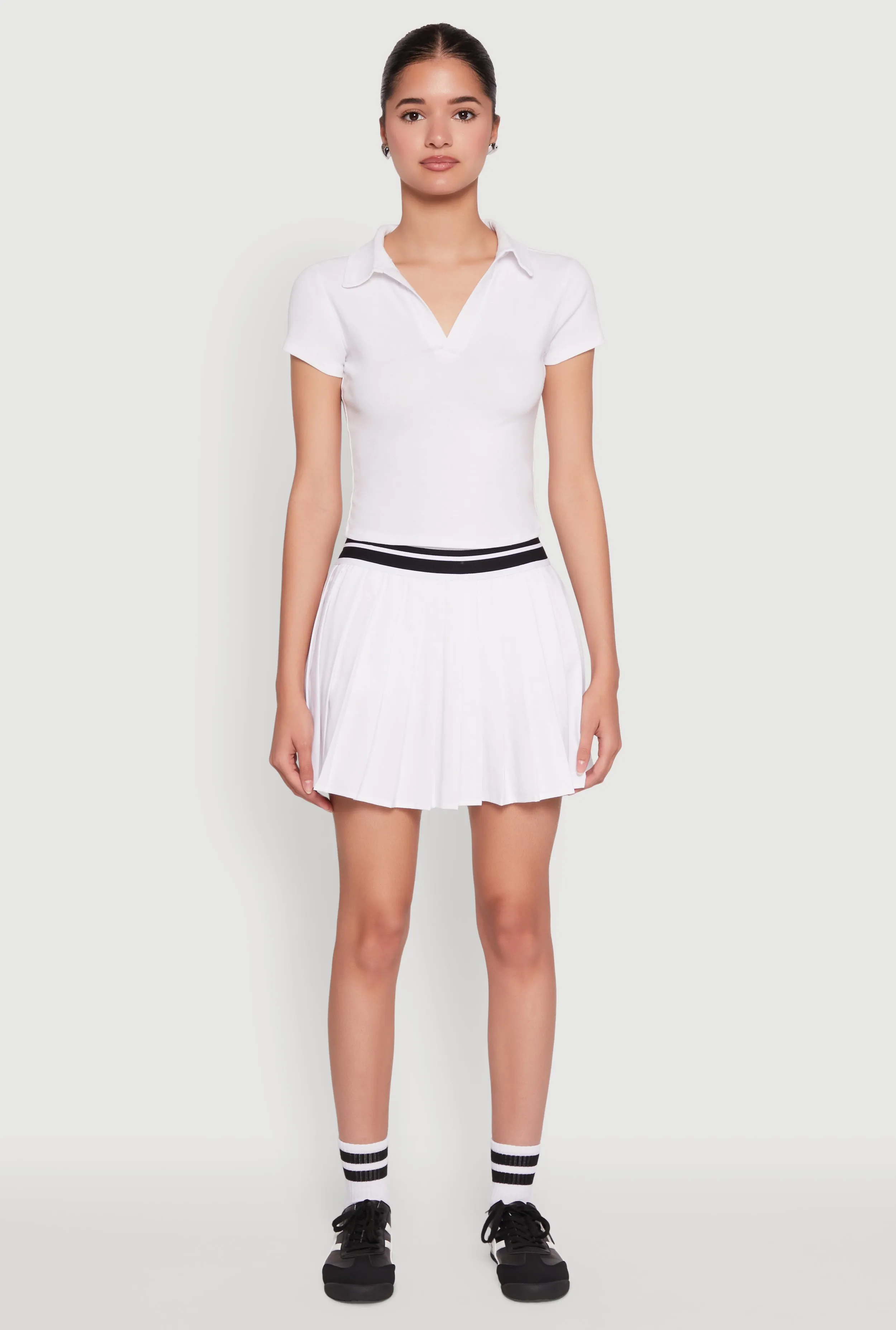 Varsity Stripe Waistband Pleated Tennis Skirt sold by Rainbow product image thumbnail 2