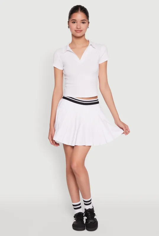 Varsity Stripe Waistband Pleated Tennis Skirt sold by Rainbow