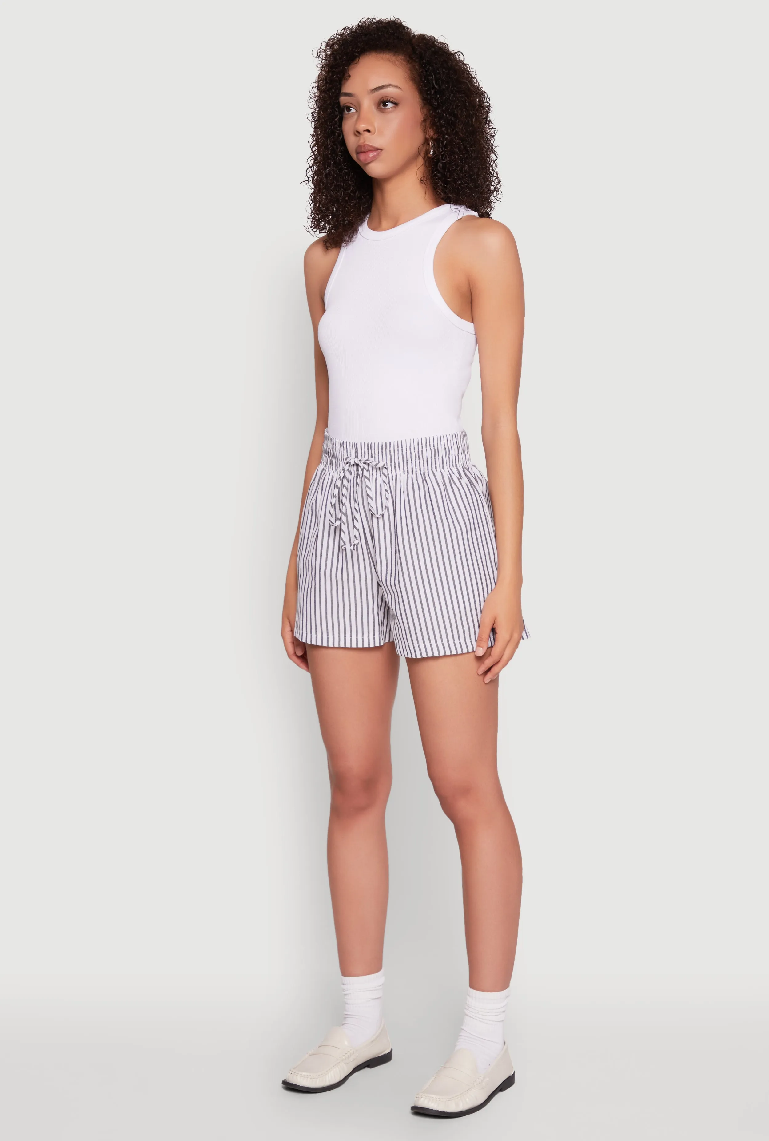 Seersucker Striped Drawstring Waist Shorts sold by Rainbow product image thumbnail 3