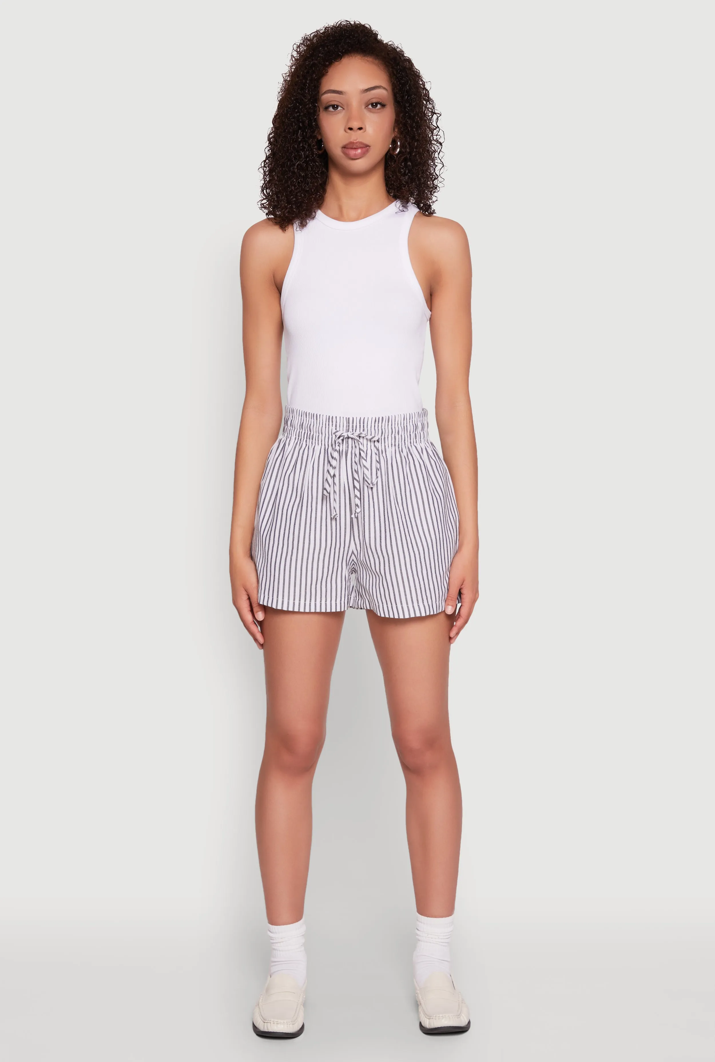 Seersucker Striped Drawstring Waist Shorts sold by Rainbow product image thumbnail 2