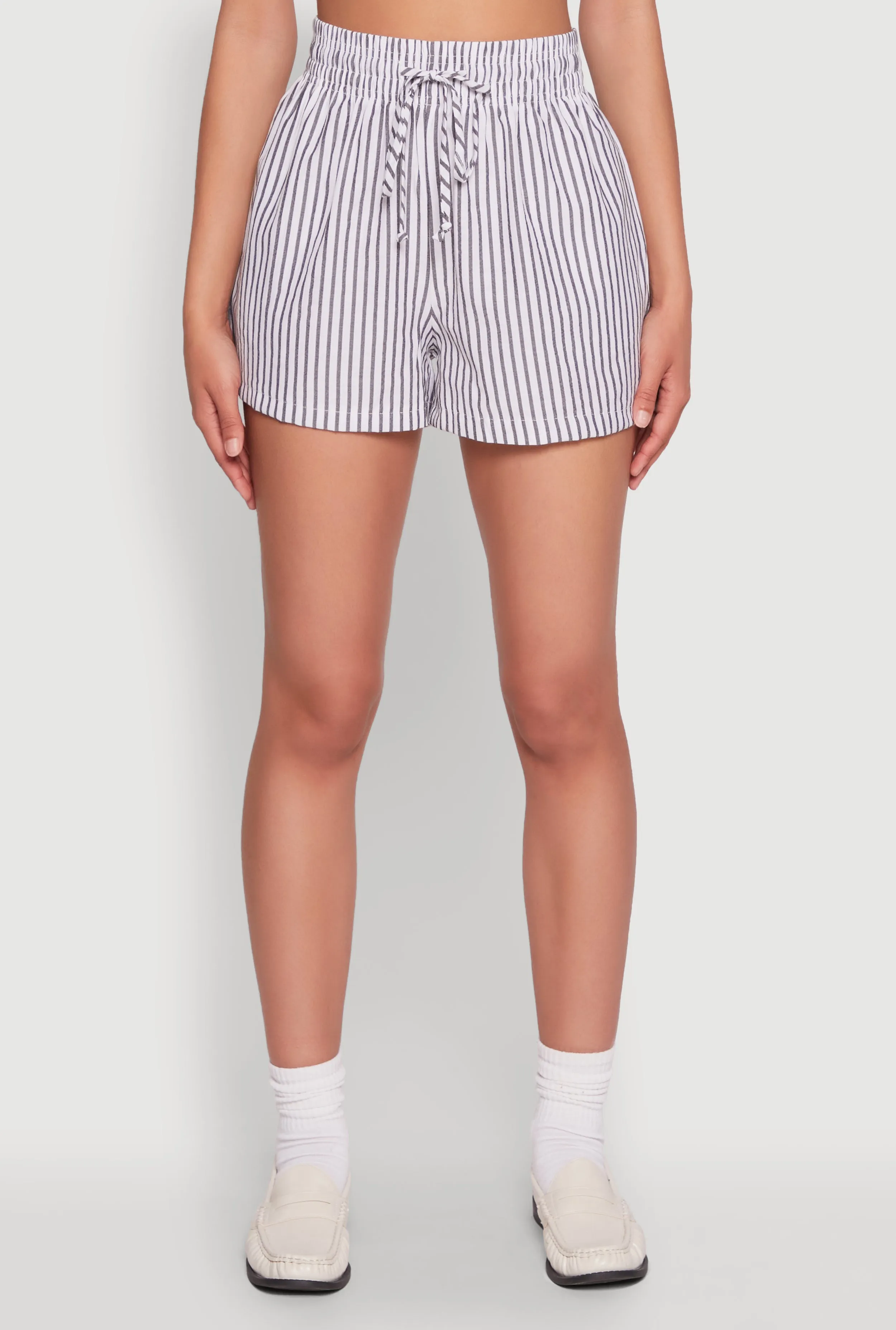 Seersucker Striped Drawstring Waist Shorts sold by Rainbow product image thumbnail 5
