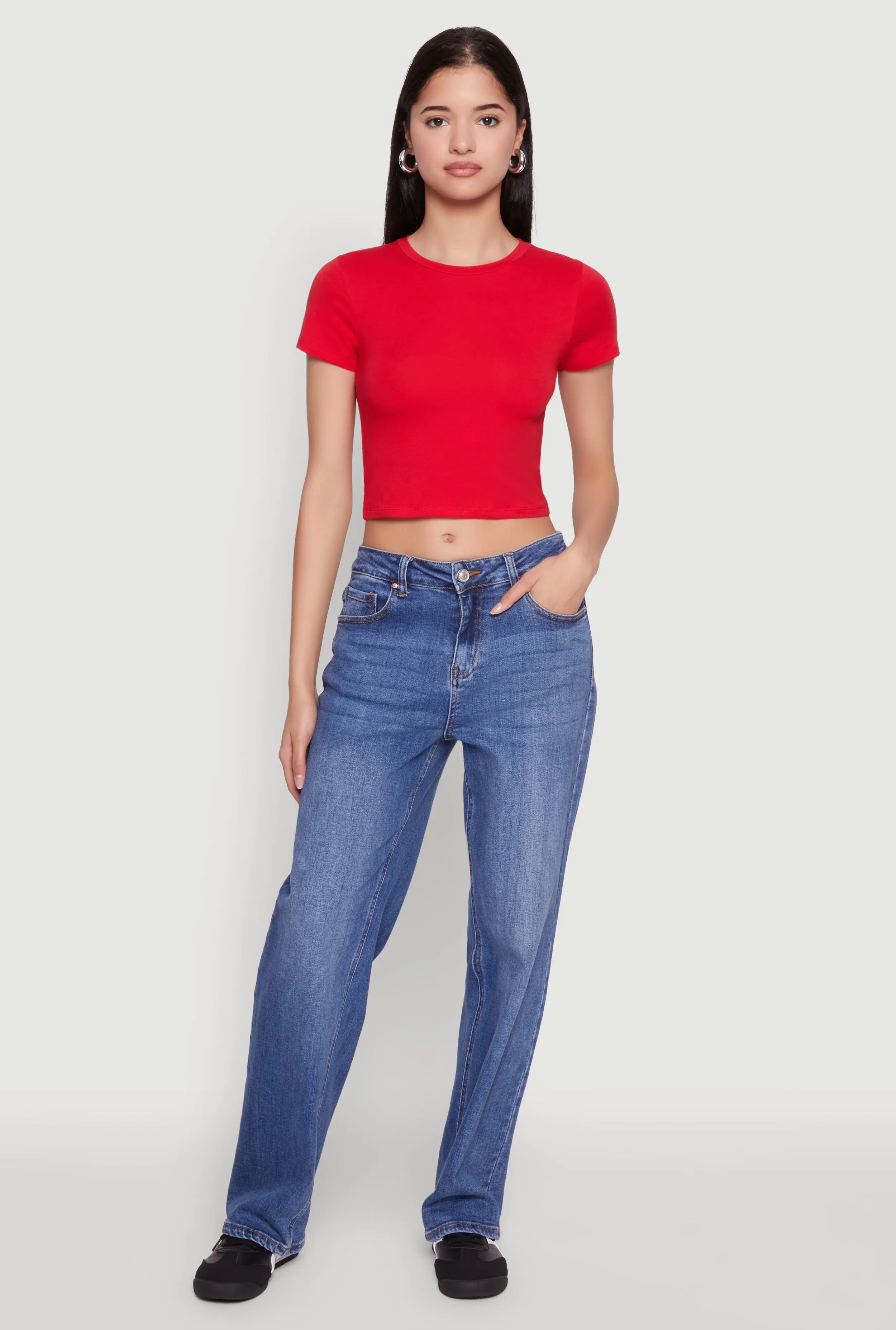 Cropped Short Sleeve Crew Neck Tee sold by Rainbow