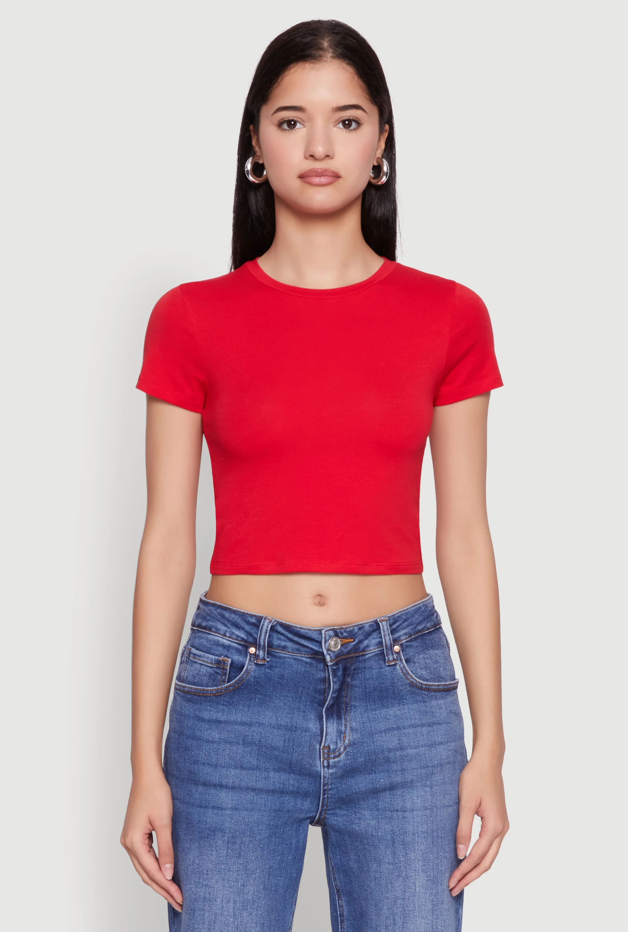 Cropped Short Sleeve Crew Neck Tee sold by Rainbow product image thumbnail 2