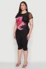 Plus Size Rhinestone Floral Print Mesh Top sold by Rainbow