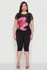 Plus Size Rhinestone Floral Print Mesh Top sold by Rainbow