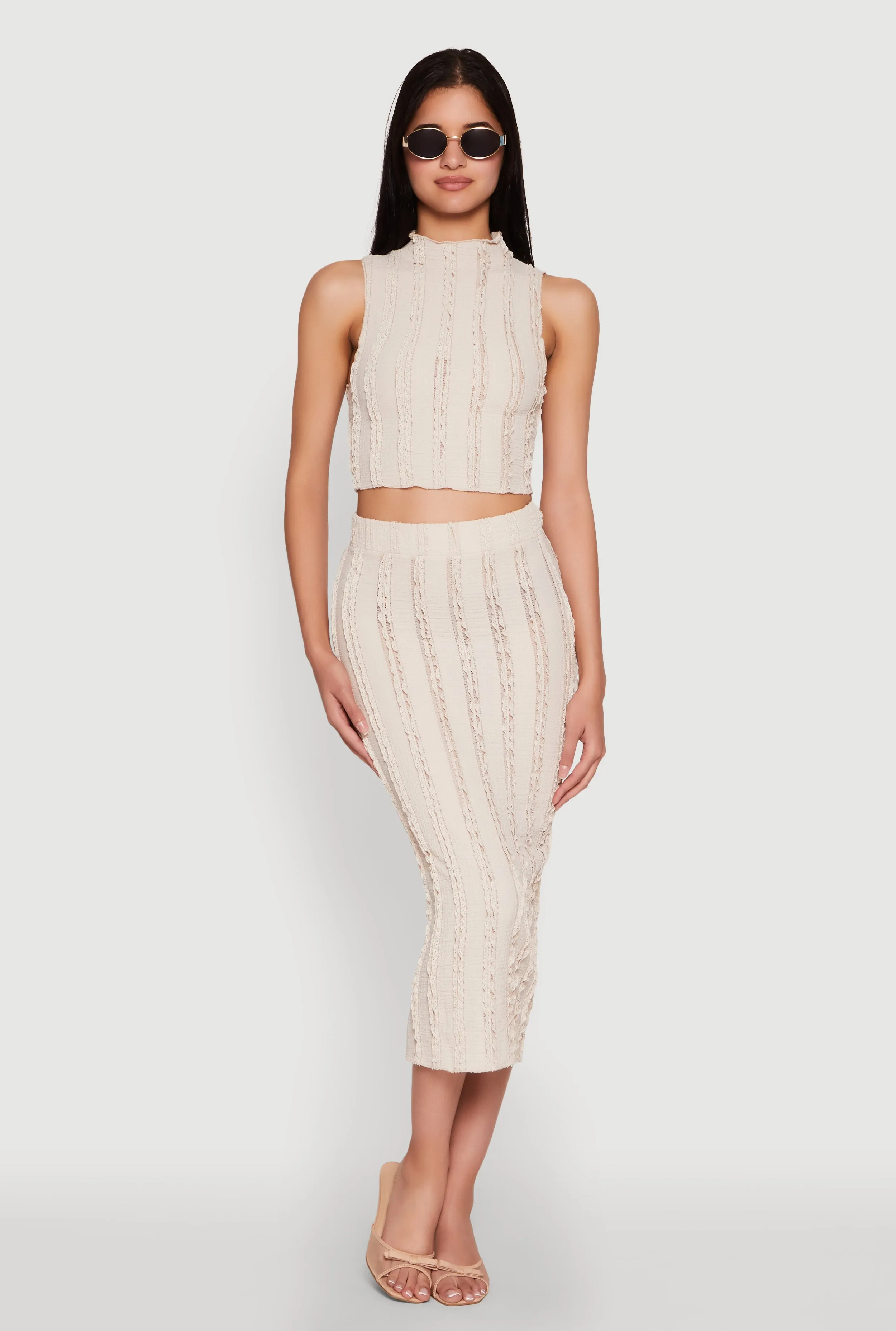 Textured Knit High Waisted Midi Skirt sold by Rainbow product image thumbnail 2