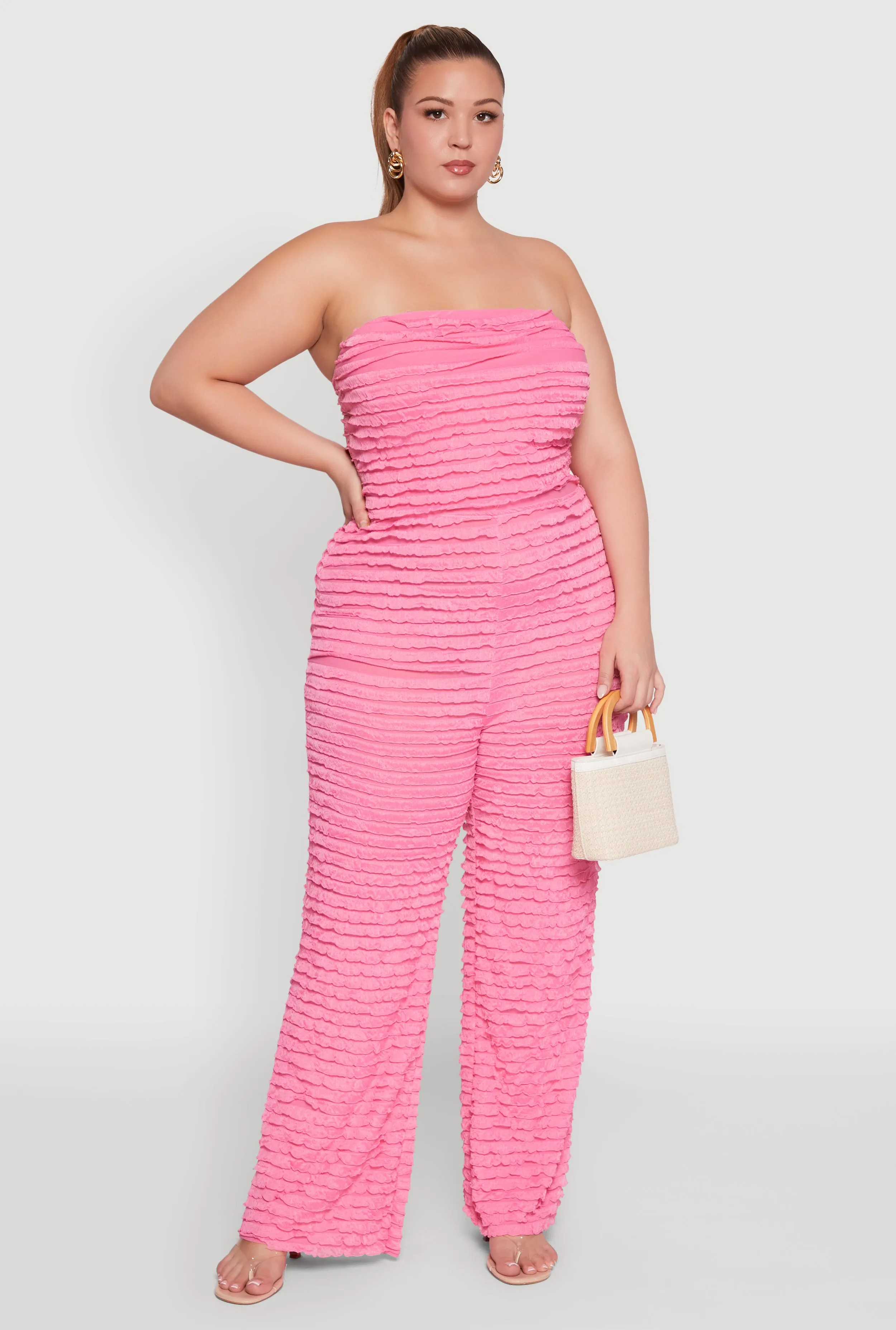 Plus Size Lettuce Edge Mesh Pants sold by Rainbow