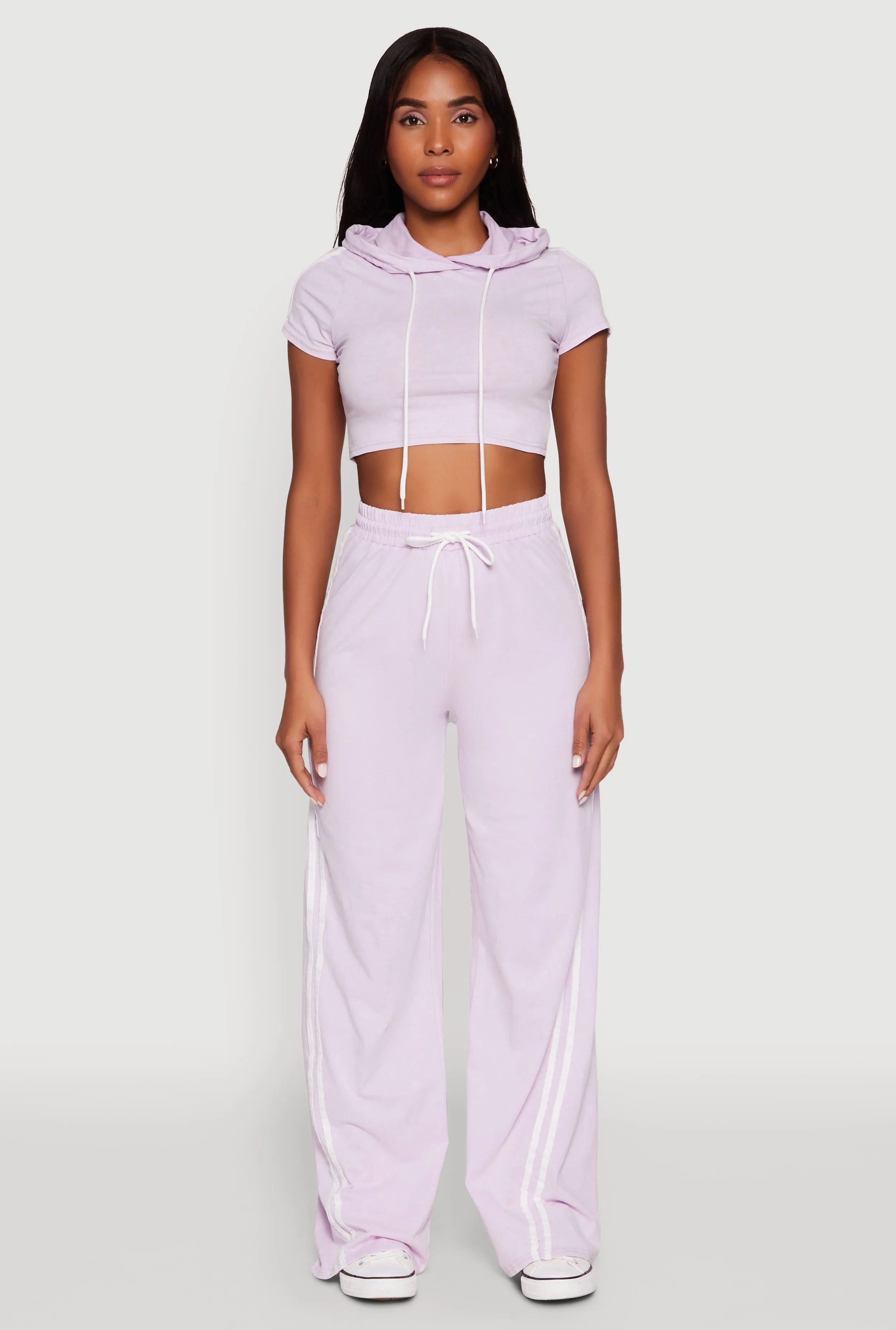 Daisy Mineral Wash Varsity Stripe Hooded Crop Top sold by Rainbow product image thumbnail 3