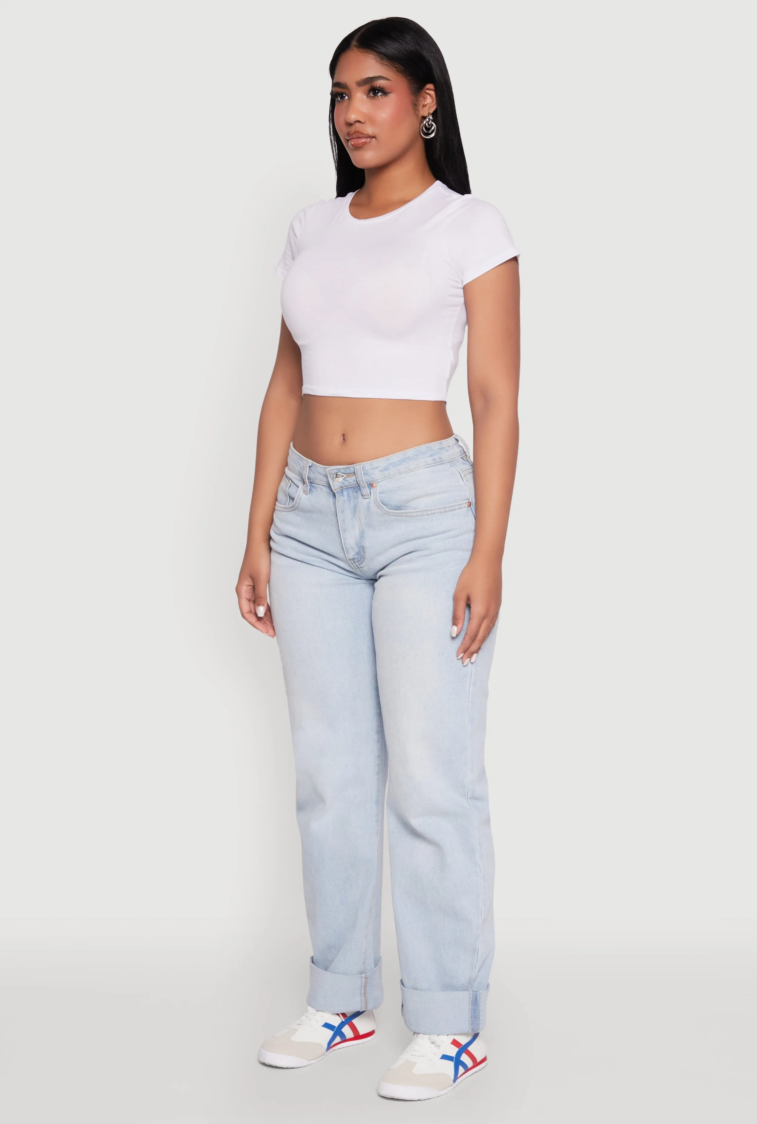 Cropped Short Sleeve Crew Neck Tee sold by Rainbow product image thumbnail 5