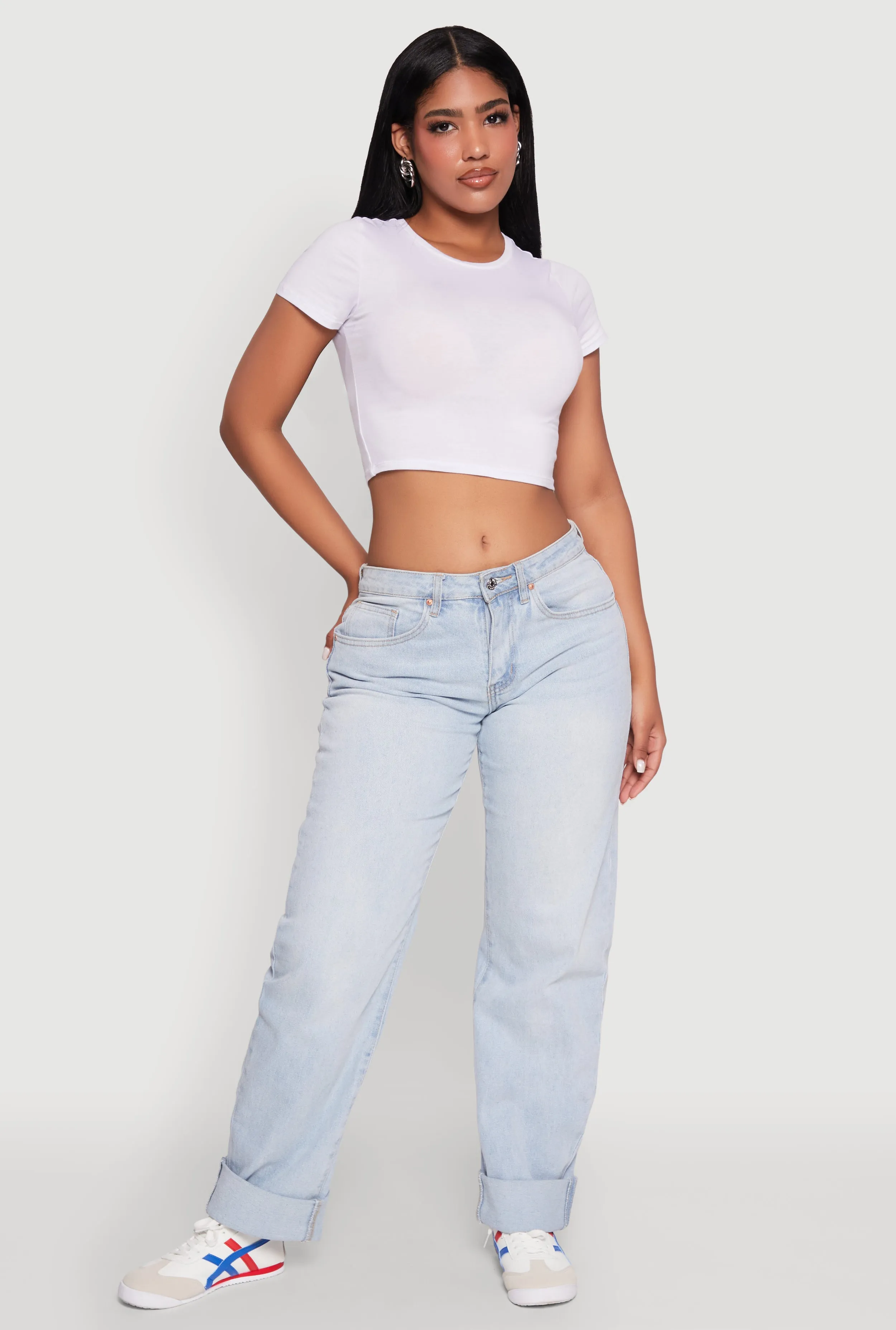 Cropped Short Sleeve Crew Neck Tee sold by Rainbow