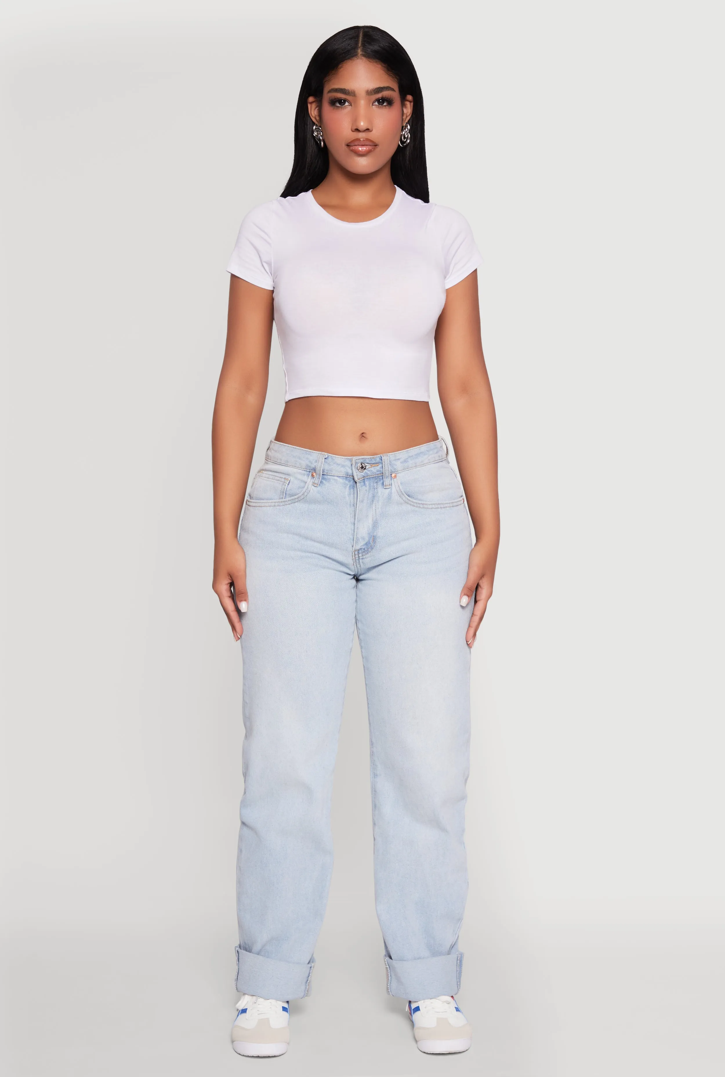 Cropped Short Sleeve Crew Neck Tee sold by Rainbow product image thumbnail 3