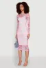 Marble Print Mesh Long Sleeve Midi Dress sold by Rainbow