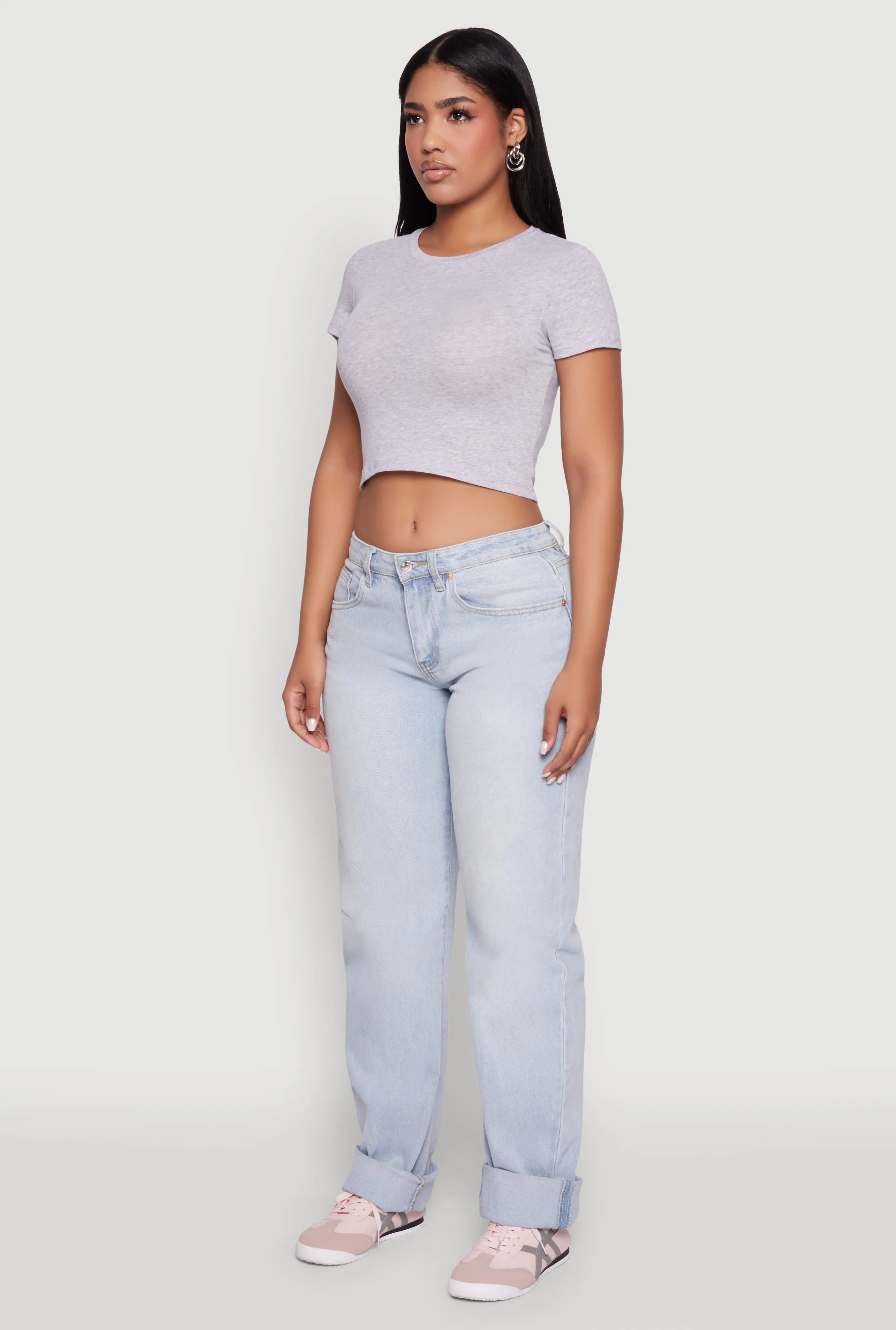 Cropped Short Sleeve Crew Neck Tee sold by Rainbow product image thumbnail 5