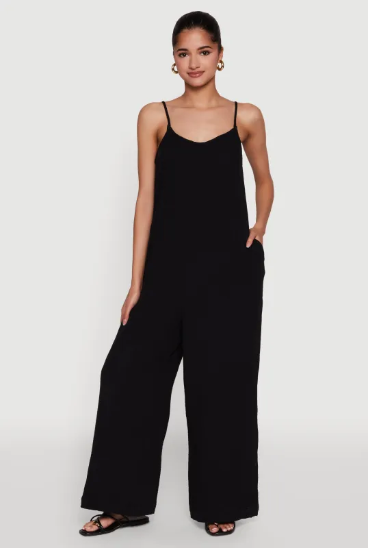 Gauze Knit Wide Leg Jumpsuit sold by Rainbow