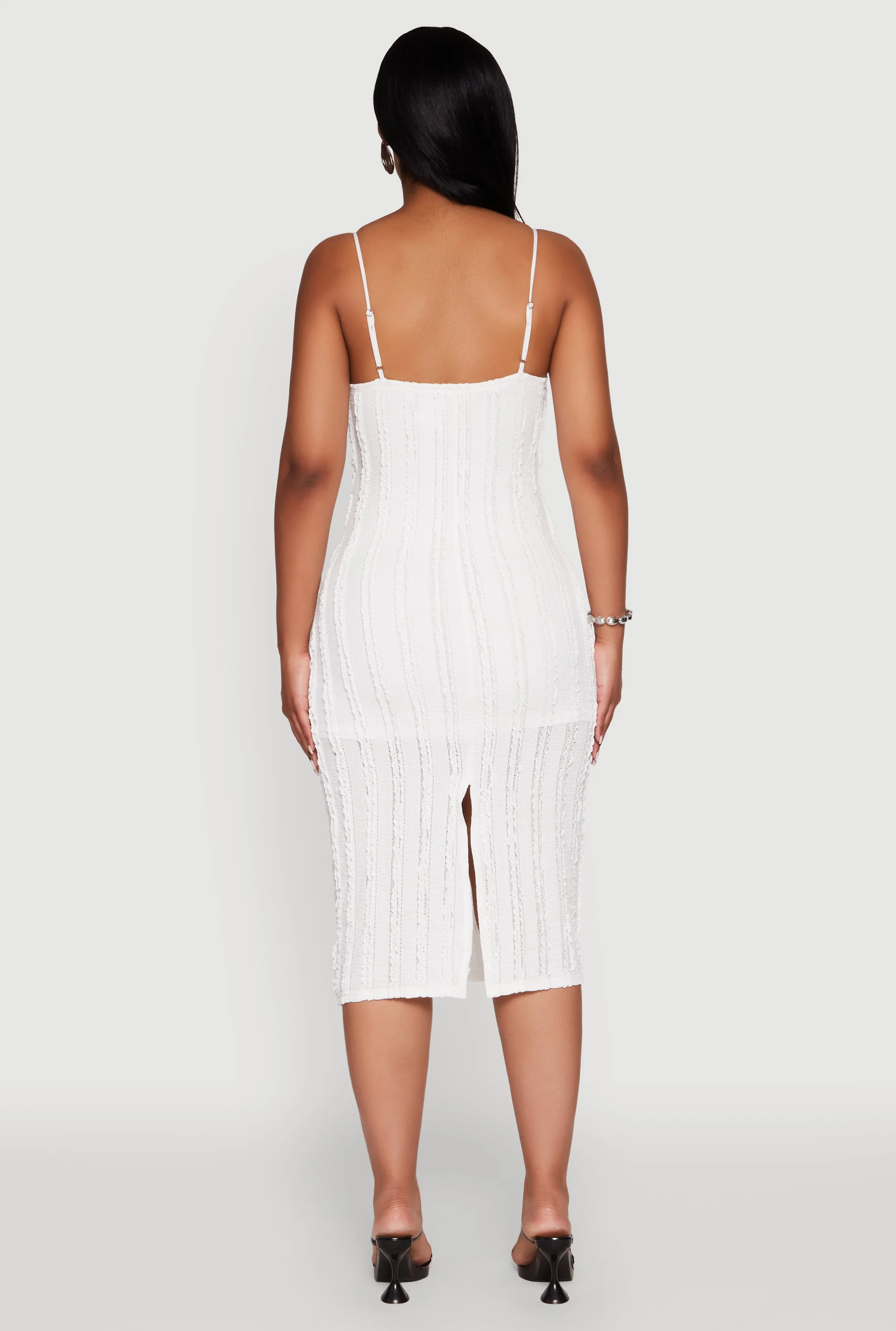 Crochet Detail Slit Back Cami Bodycon Dress sold by Rainbow product image thumbnail 5