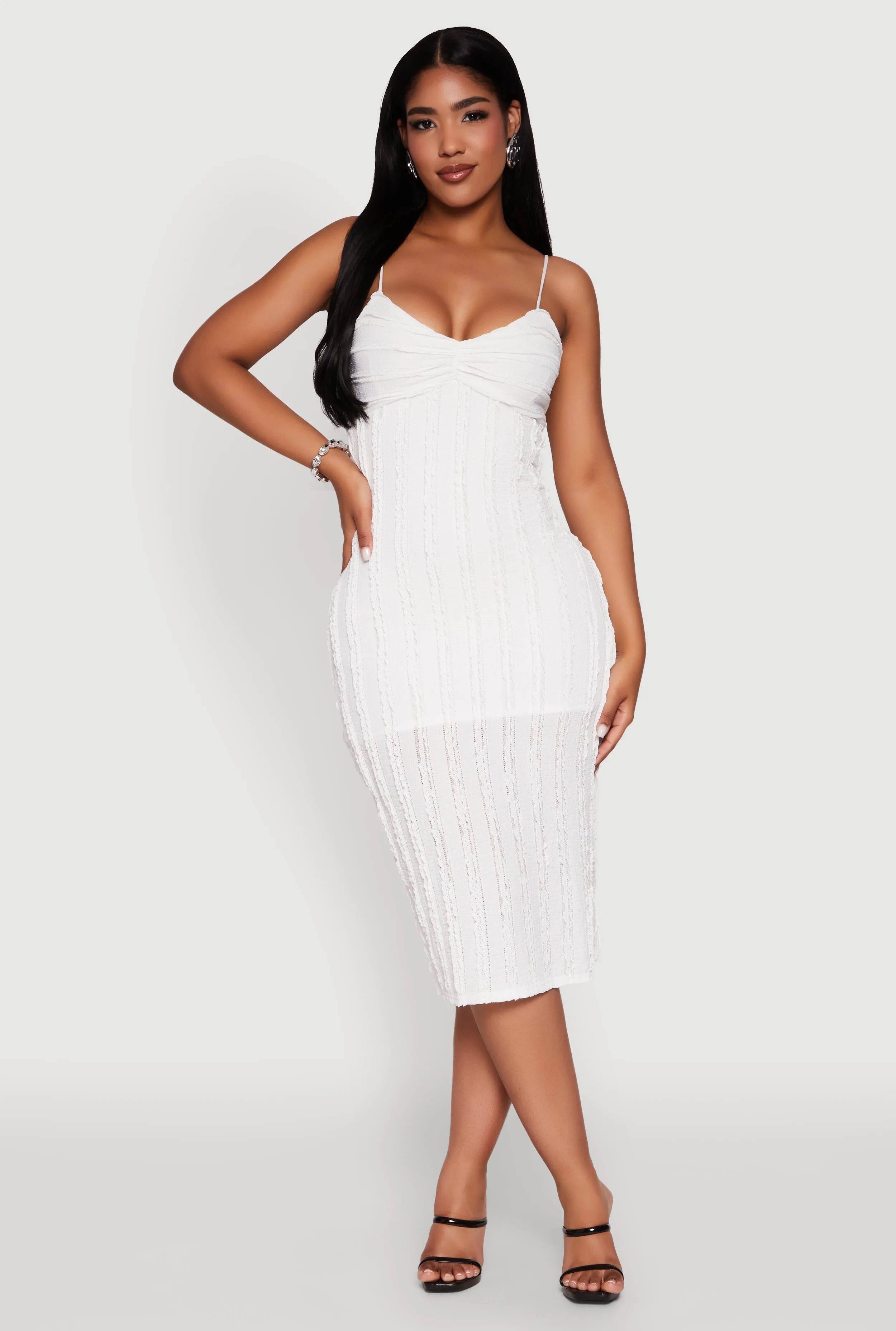 Crochet Detail Slit Back Cami Bodycon Dress sold by Rainbow