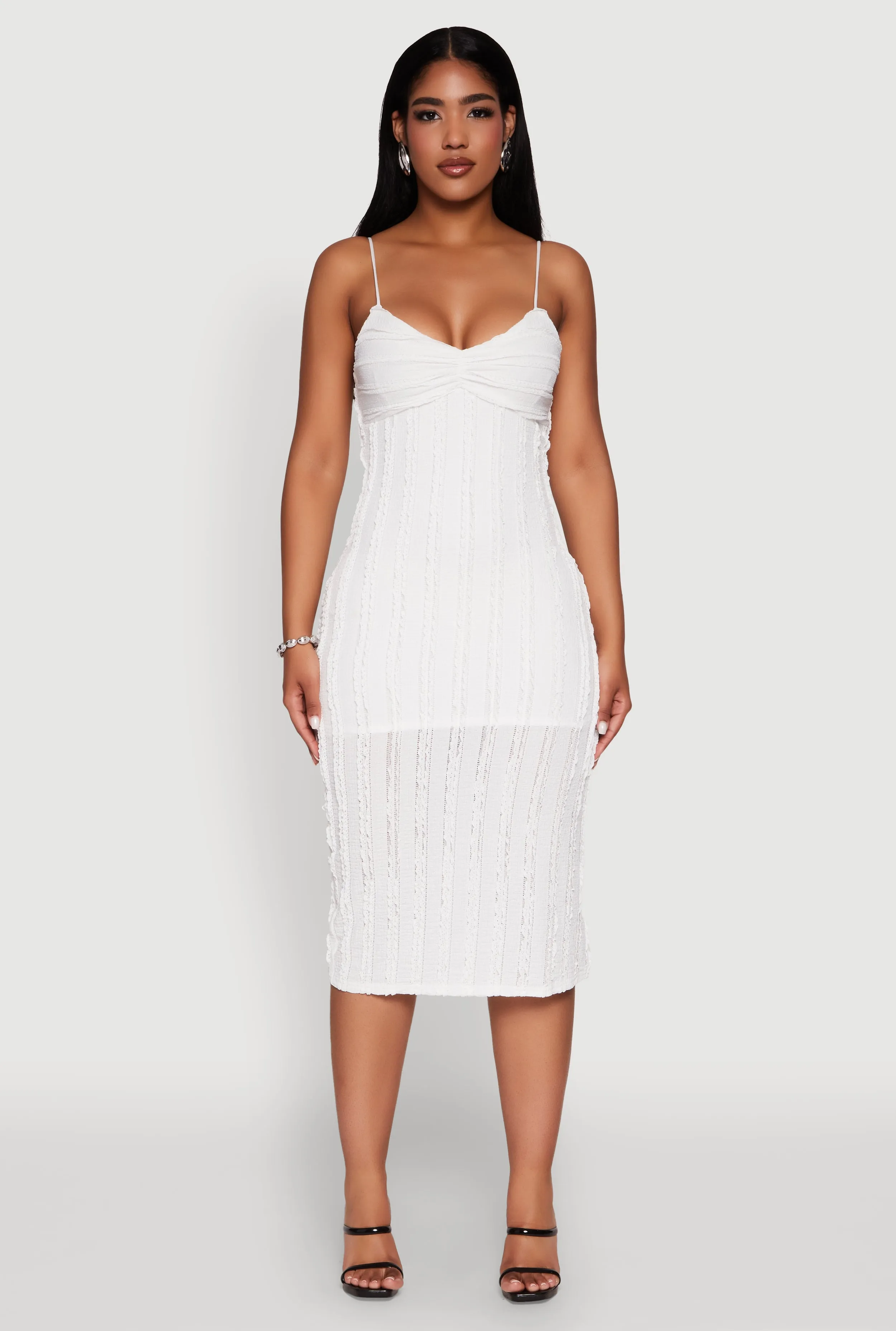 Crochet Detail Slit Back Cami Bodycon Dress sold by Rainbow product image thumbnail 2