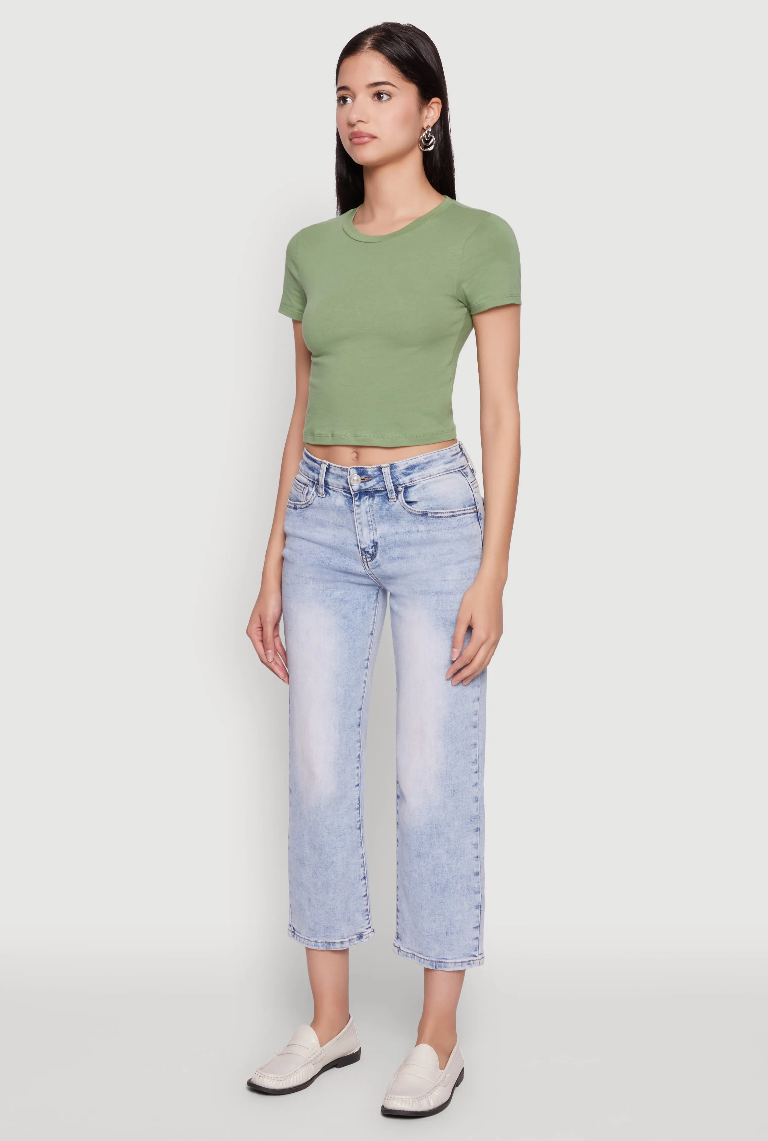 Cropped Short Sleeve Crew Neck Tee sold by Rainbow product image thumbnail 5