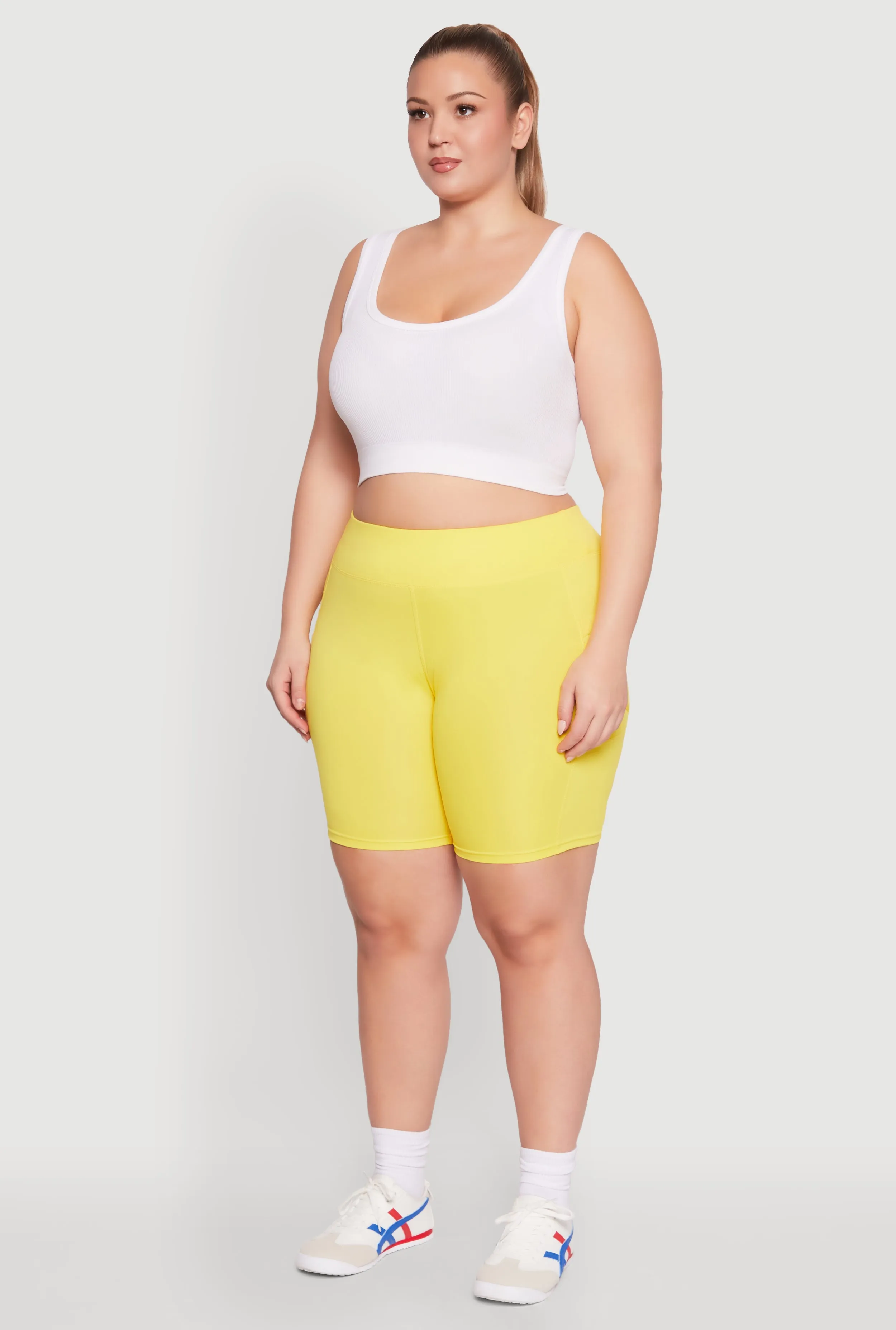 Plus Size Caged Mesh Cell Phone Pocket Biker Shorts sold by Rainbow product image thumbnail 3