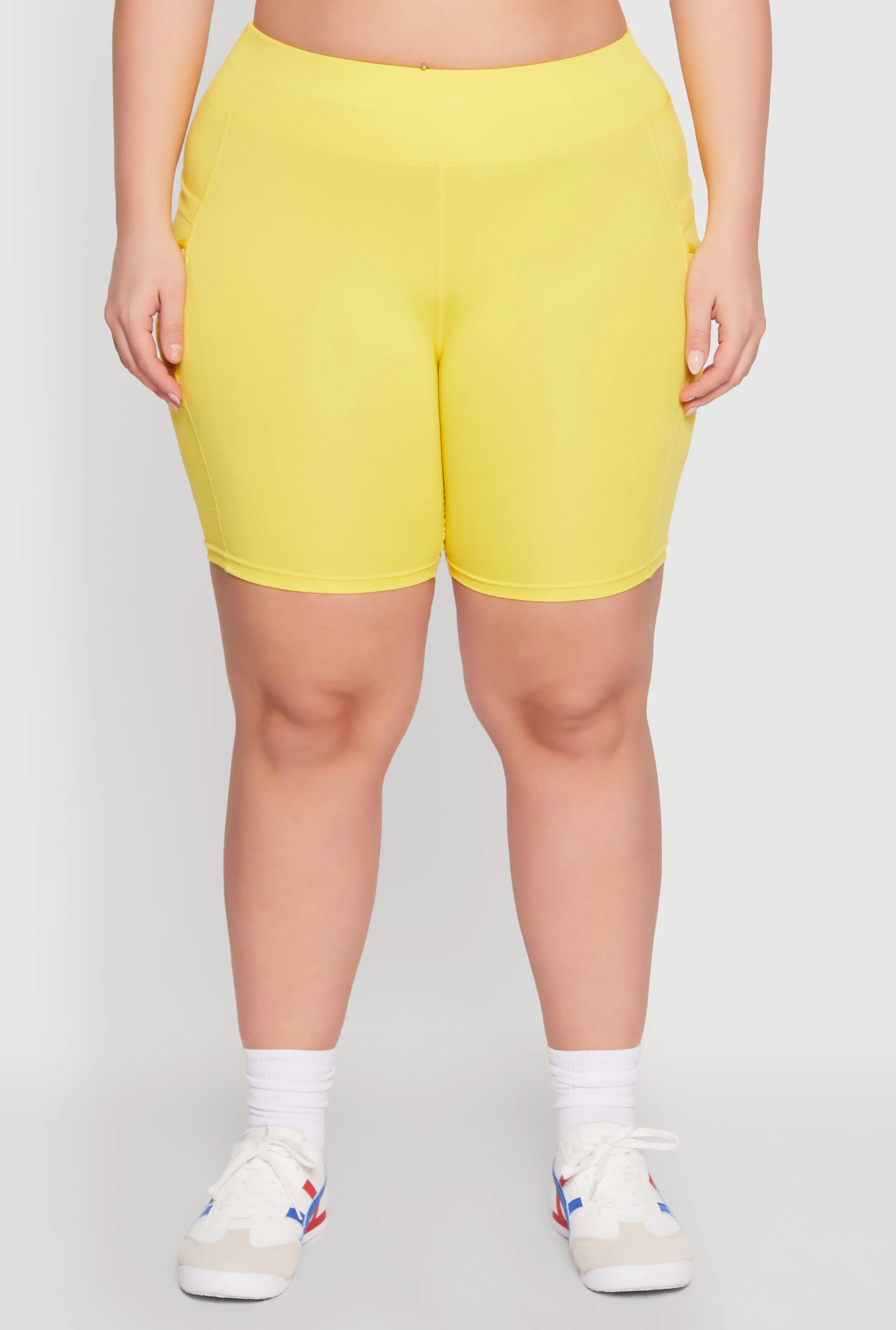 Plus Size Caged Mesh Cell Phone Pocket Biker Shorts sold by Rainbow product image thumbnail 5